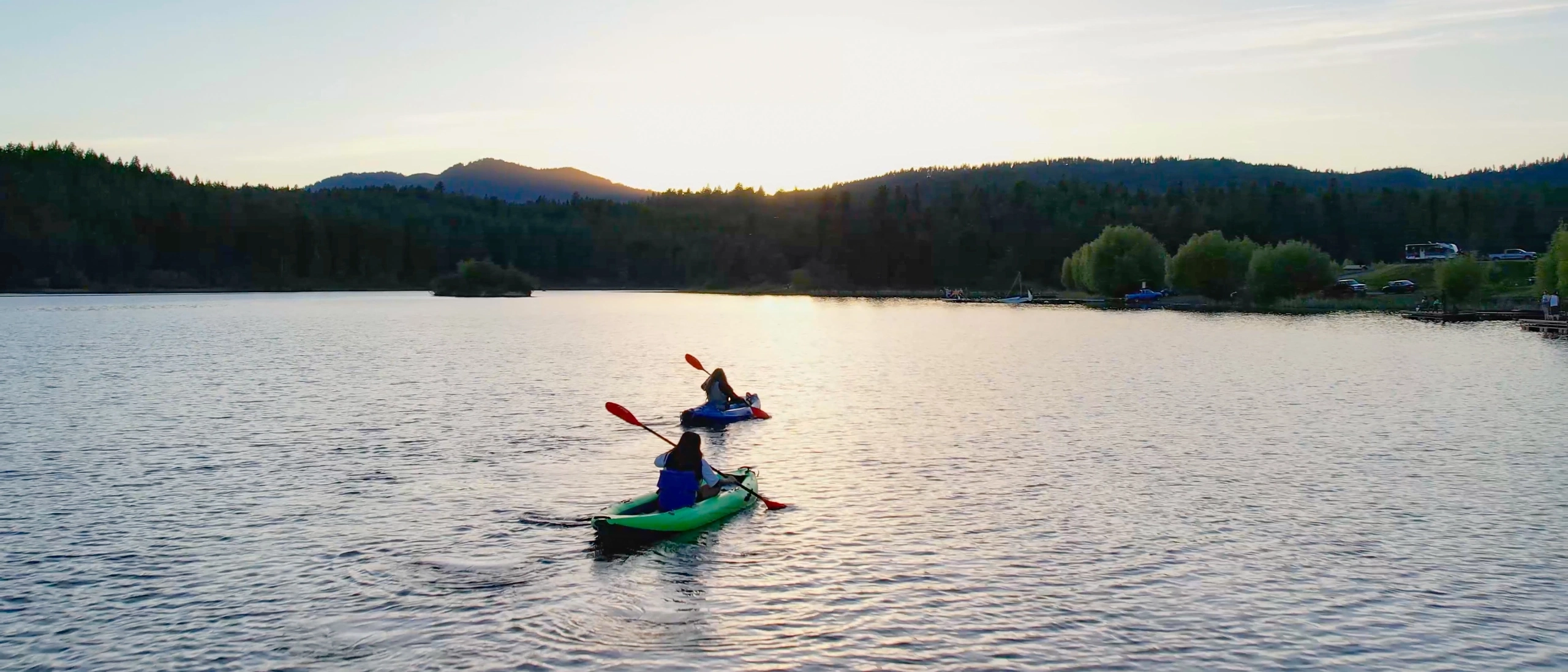 Students Kayaking at Spring Valley reservoir portion of the Latah Trail, Latah County Idaho.