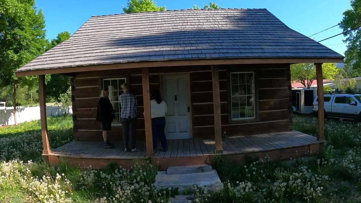 Cabin in a field