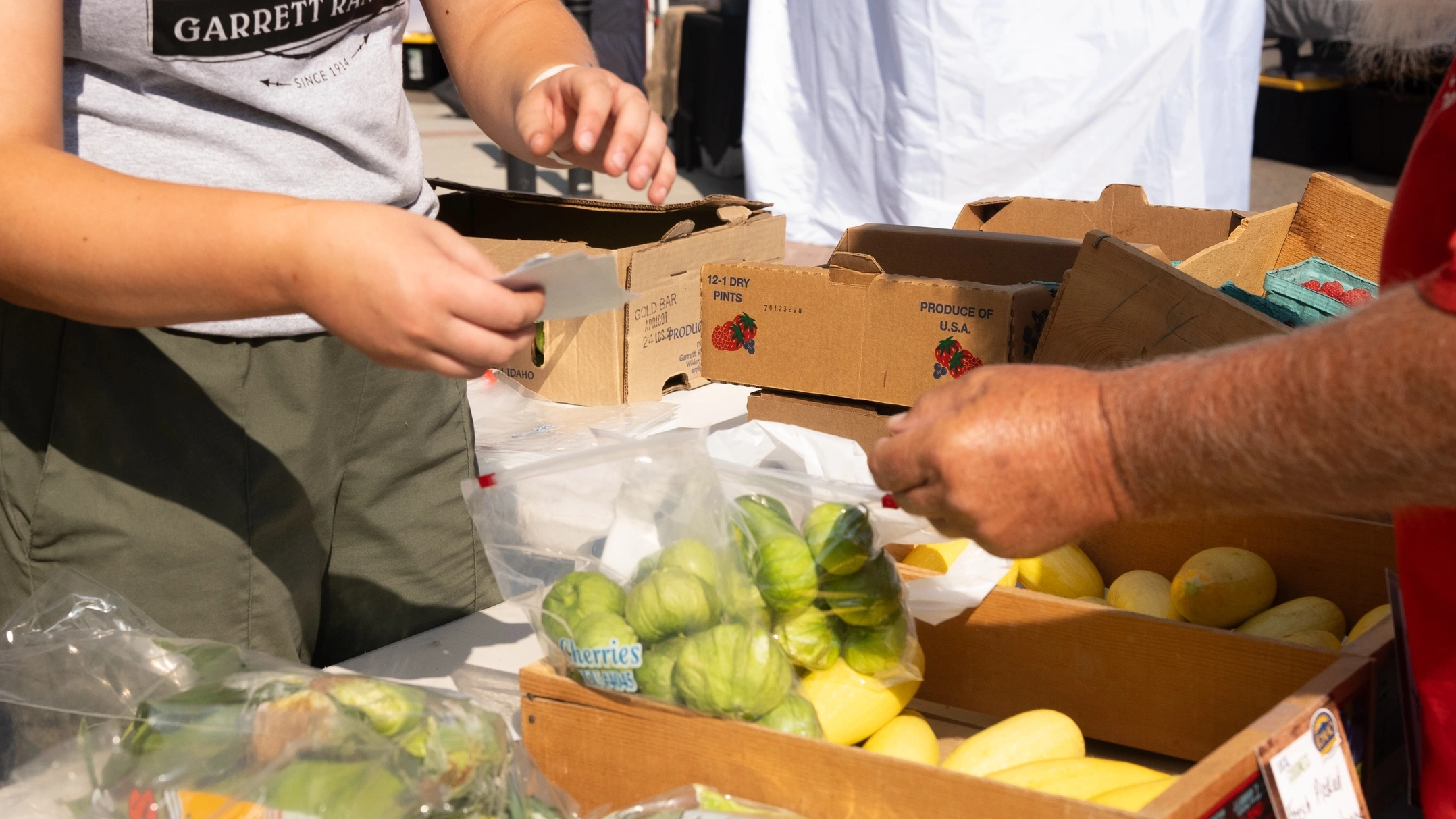 CALS Extension Senior Produce Program's Well Connected Communities grant project for Seniors 60 years and older. Seniors can take part in the program by visiting the weekly booth at Caldwell’s Farm to Fork Market.