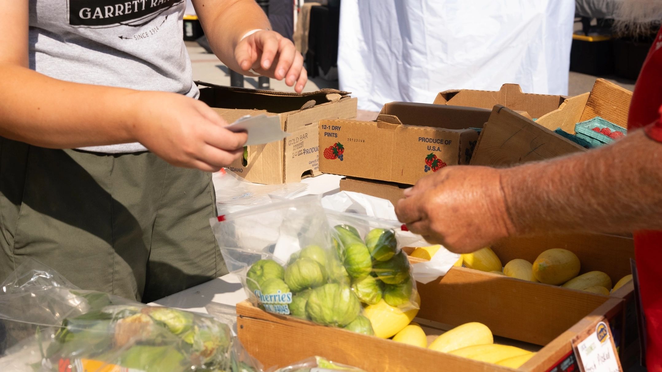 CALS Extension Senior Produce Program's Well Connected Communities grant project for Seniors 60 years and older. Seniors can take part in the program by visiting the weekly booth at Caldwell’s Farm to Fork Market.