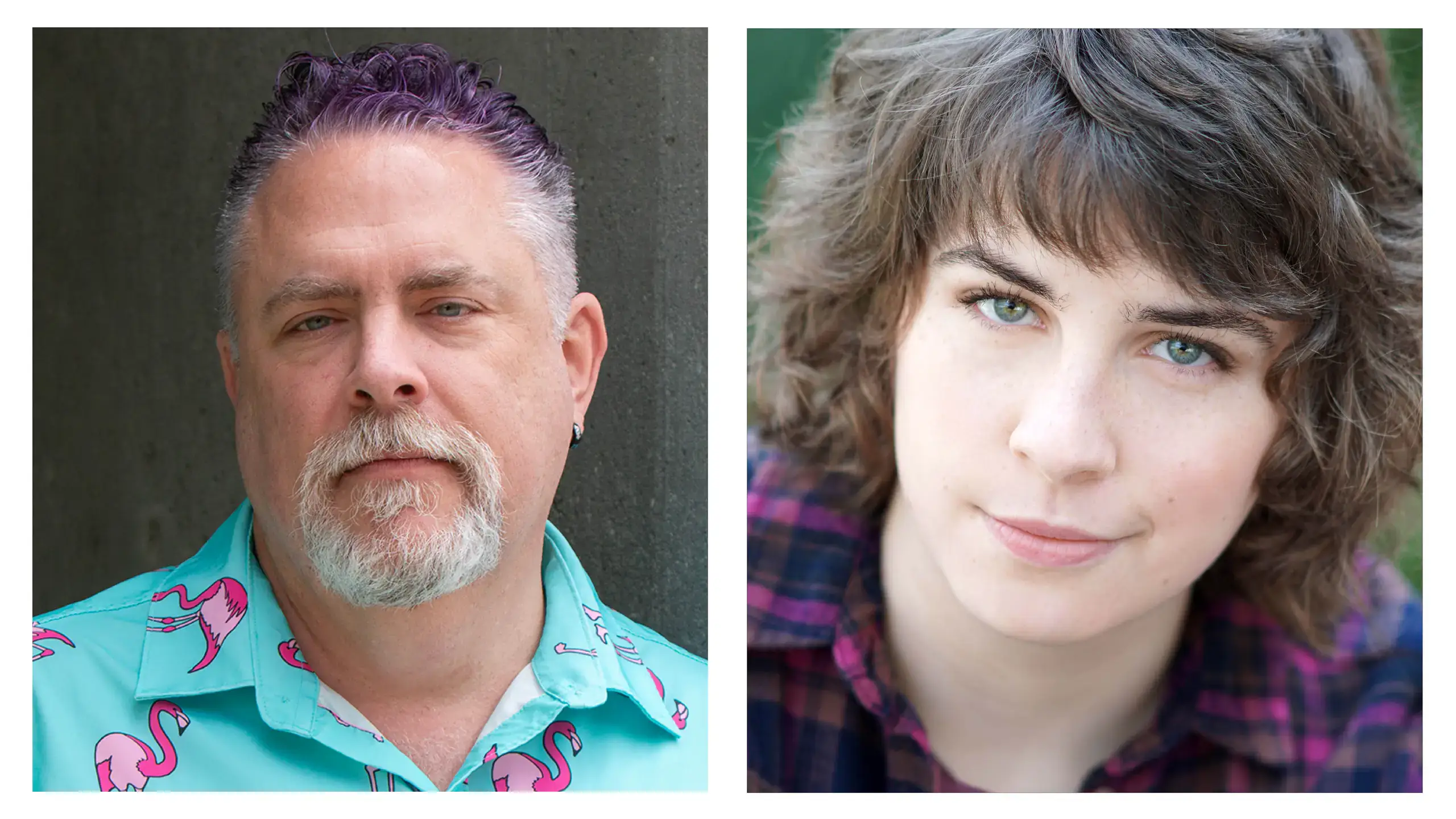 A collage of headshots of d.s.Levy, left, and Abigail Thomson.