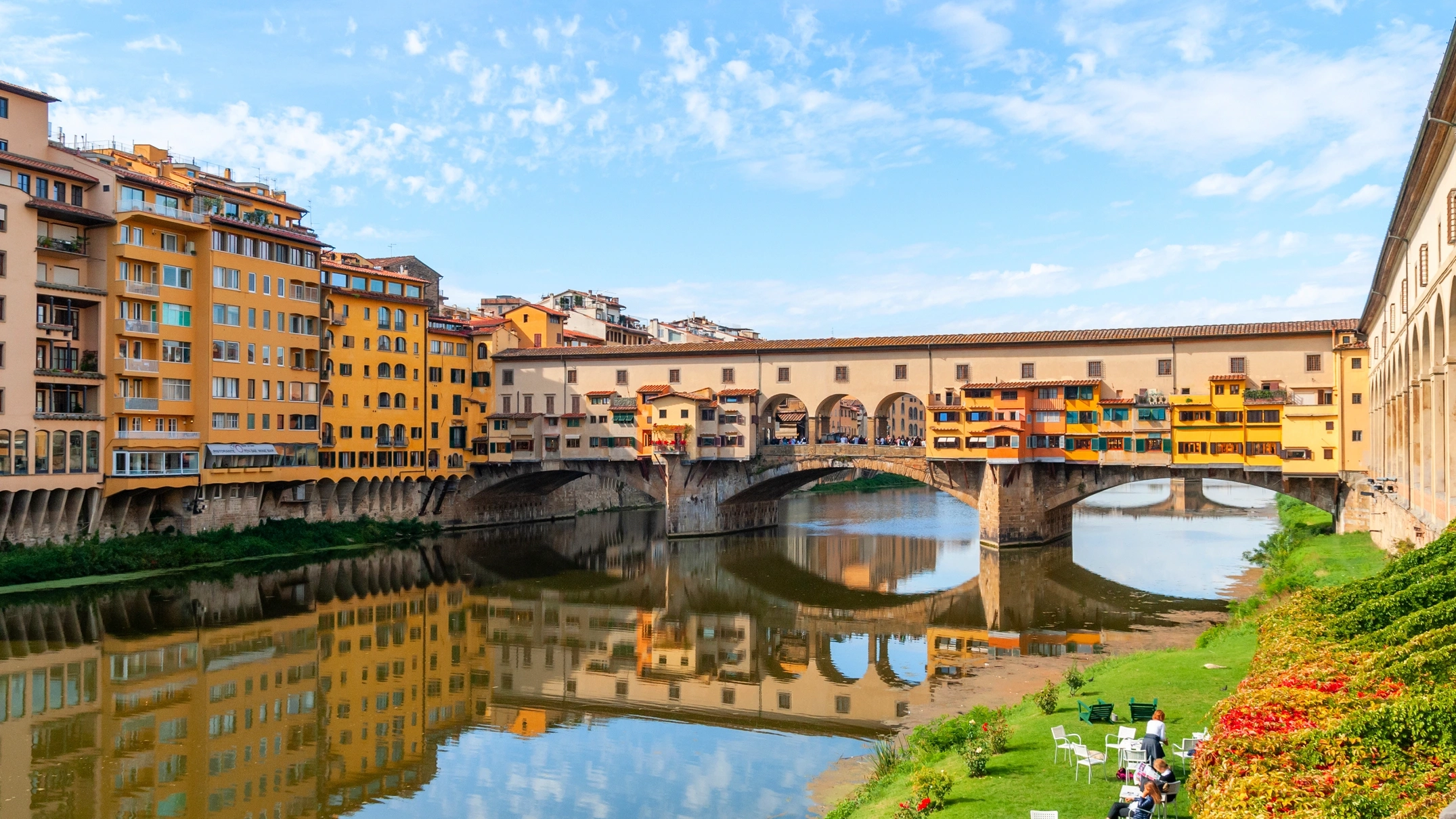 View of the Ponte Vecchio bridge in Florence. Italy
