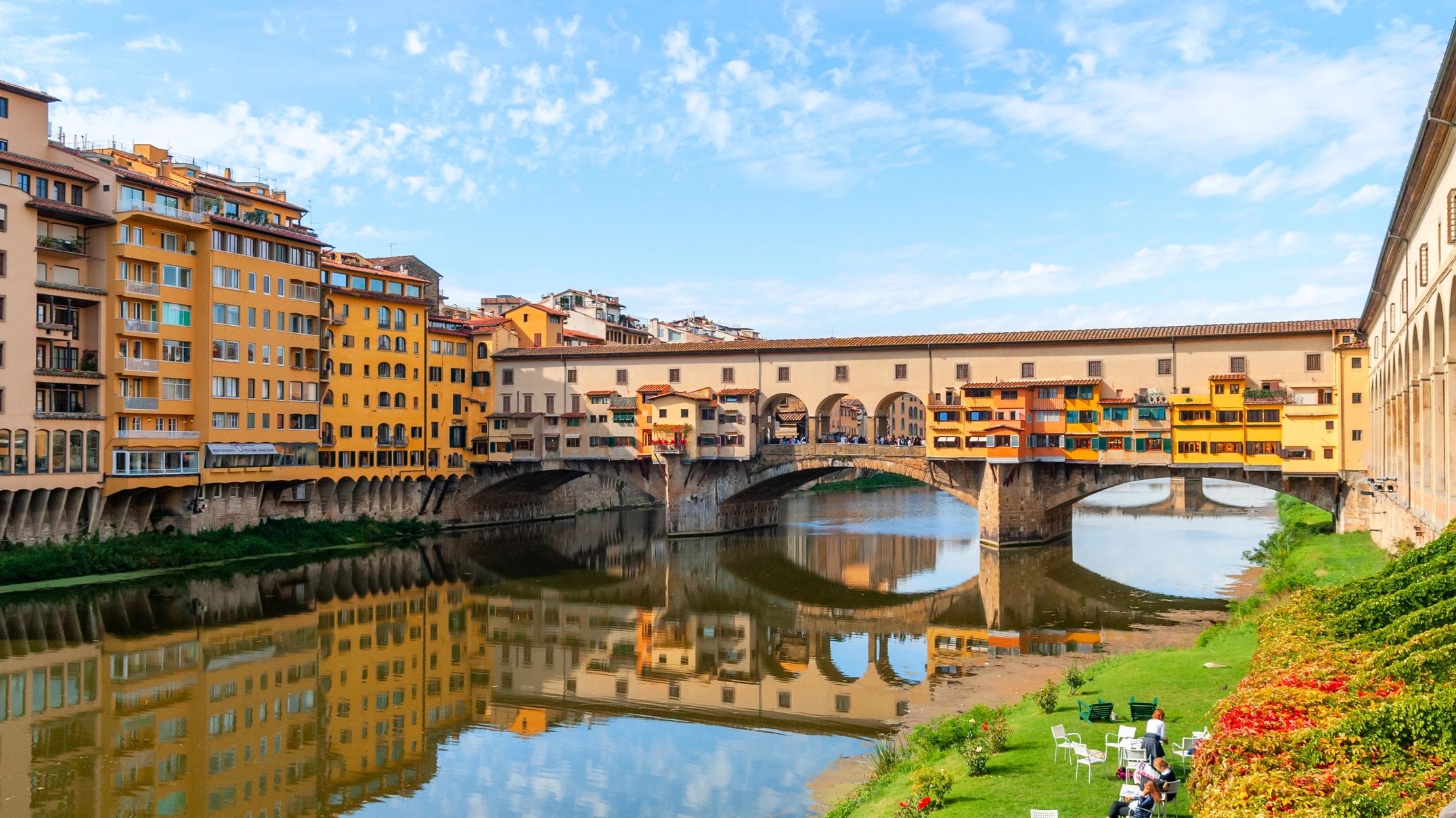 View of the Ponte Vecchio bridge in Florence. Italy
