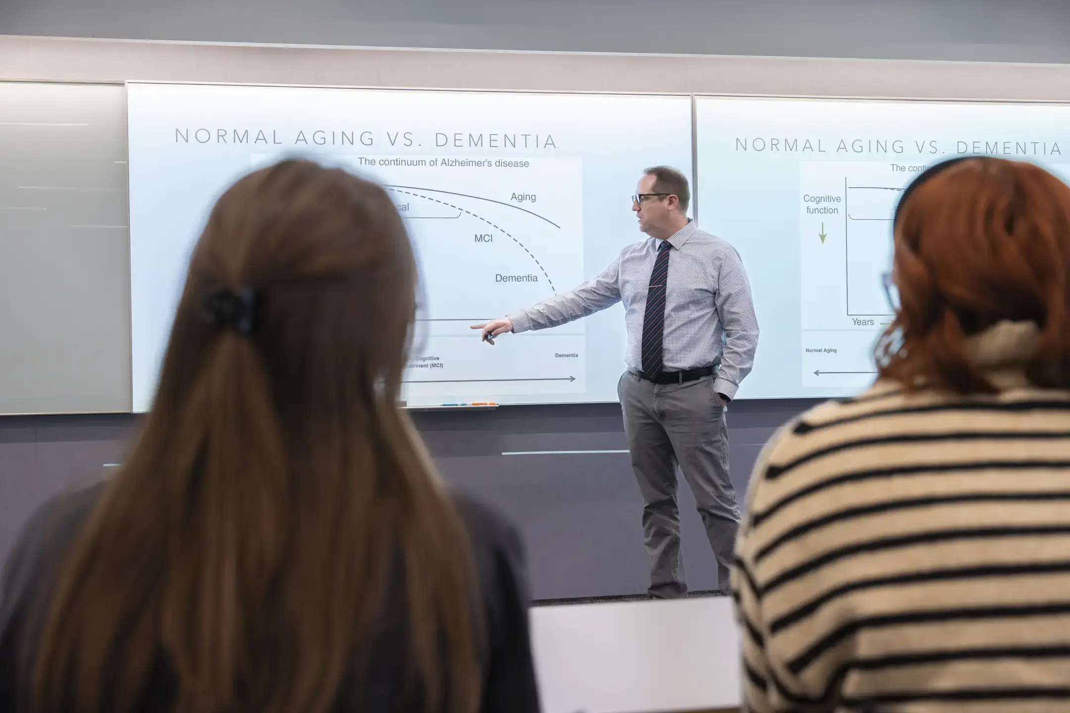 Professor Thomas Farrer lectures about dementia