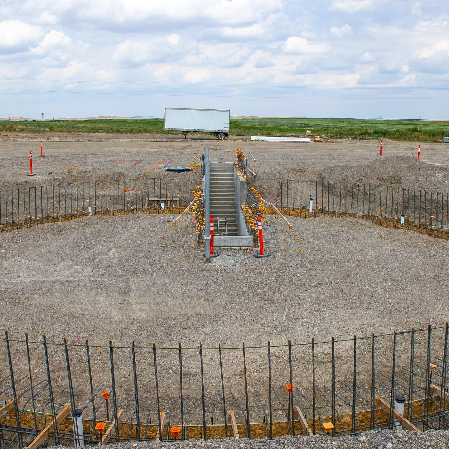 A building getting built at a construction site