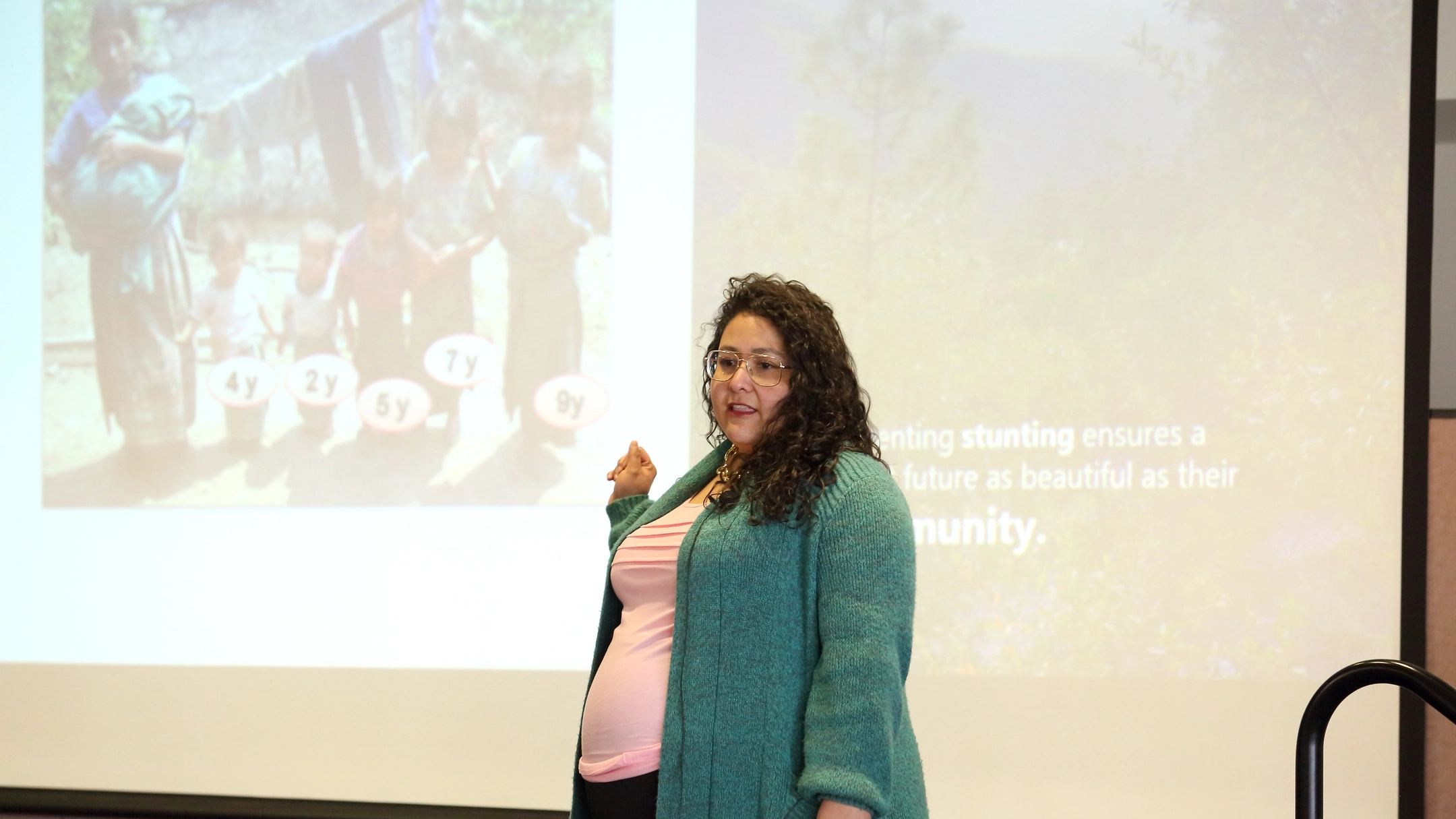 The Three Minute Thesis (3MT) 2025 Statewide Ӱֱ Competition is held in the Bennion Student Union Building at the Ӱֱ - Idaho Falls campus on Tuesday, February 11, 2025.

Graduate students from Ӱֱ, Boise State University and Idaho State University compete annually in the 3MT statewide competition and present their research in just three minutes or less with only one slide. A panel of judges choose 1st, 2nd, and 3rd place, and the audience gets the chance to vote for the People's Choice Award.

Rita Franco (pictured) was awarded 2nd Place and the People’s Choice Award for her thesis “Improving Child Nutrition Through Household Poultry Projects in Guatemala”.