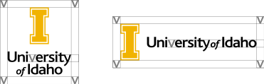 UIdaho stacked and horizontal logos with official spacing and margin guidelines.