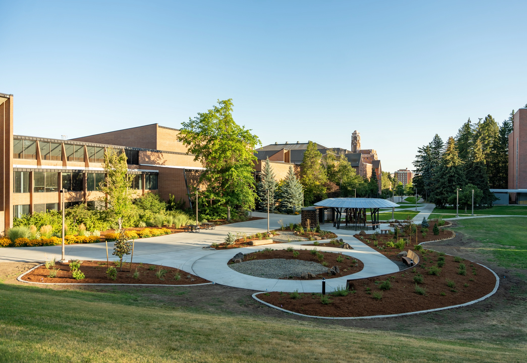 Construction of the Vandal Healing Garden on the University of Idaho Campus.