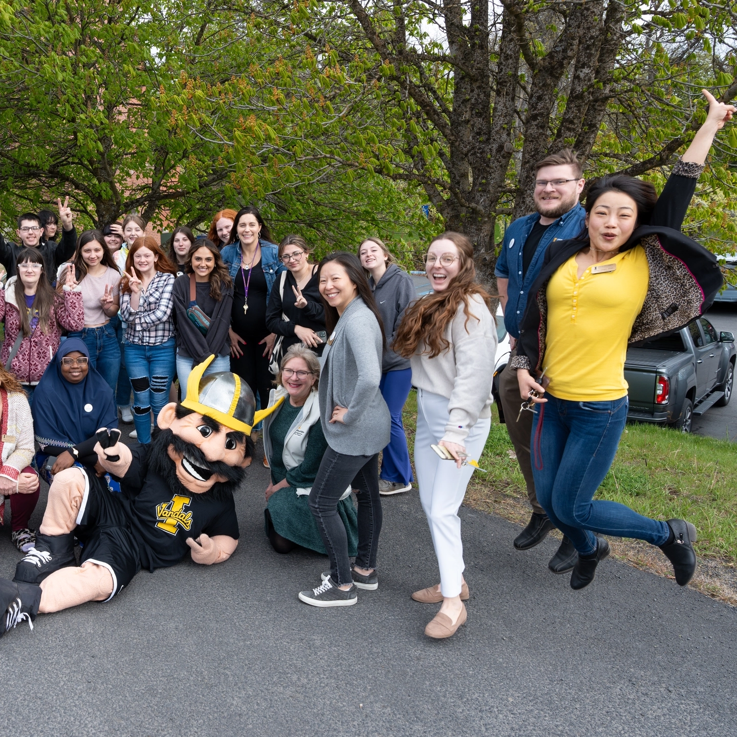 Photos of high schoolers attending an event held at the Niccolls building to showcase what the CALS program has to offer. This field trip included some activities, presentations, tours of the school and interactions with staff and current U of I students.