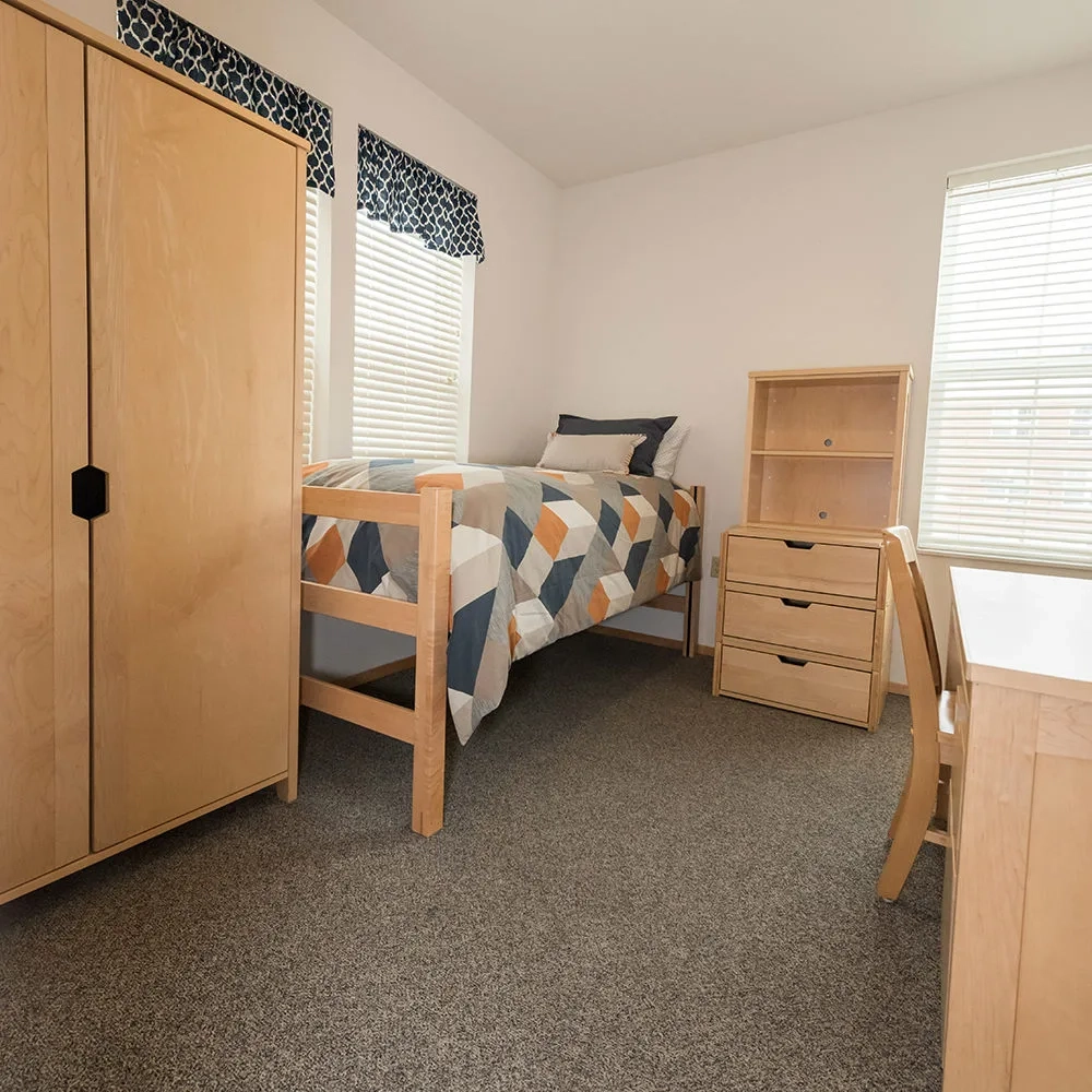 Living Learning Communities single room bed wardrobe dresser and desk