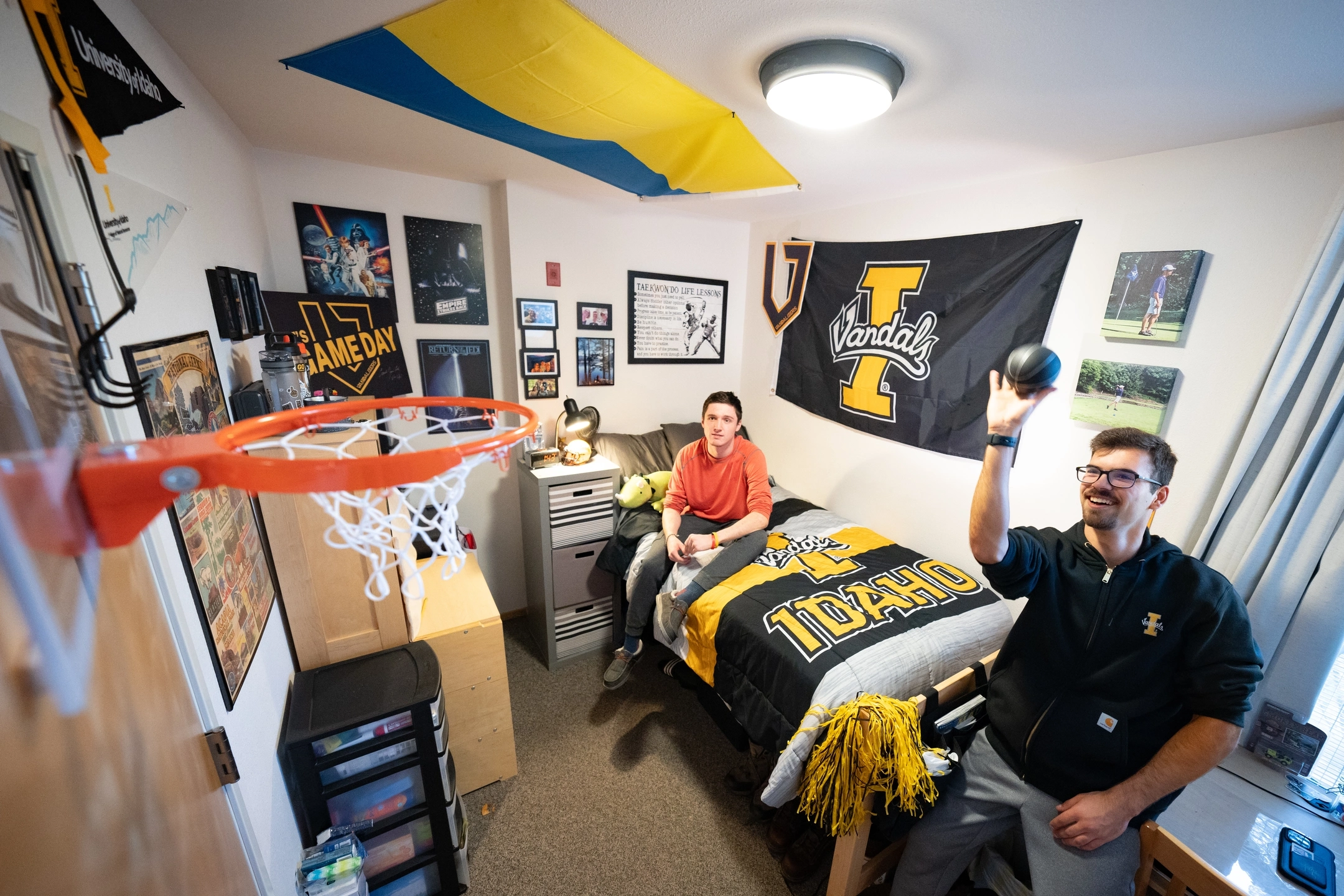 Housing and Residence Life dorm rooms with students.