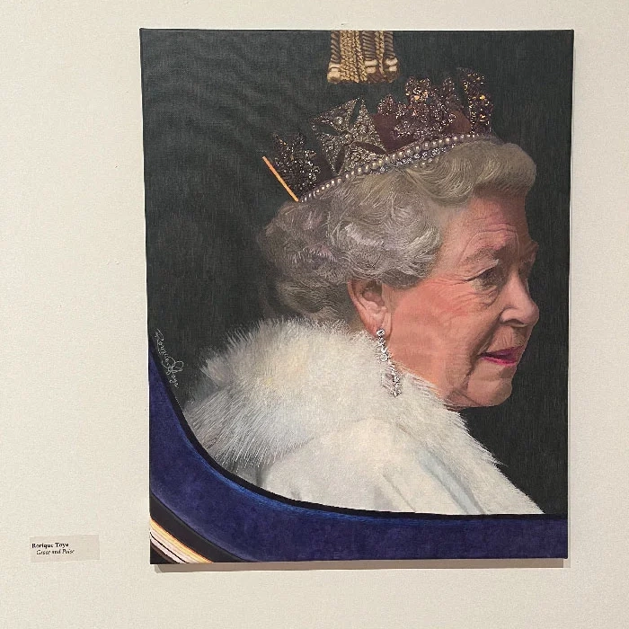 portrait of the Queen of England in soft pencil