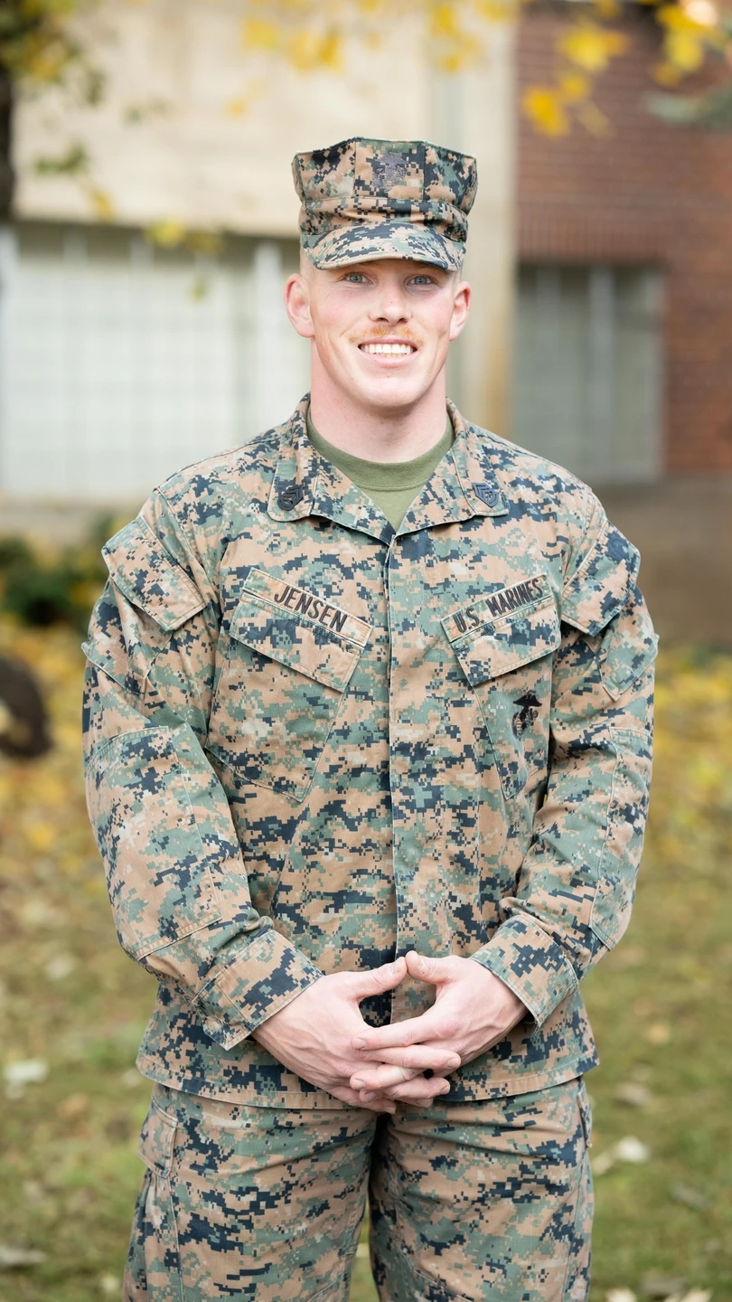 Zach Jensen dressed in a military uniform