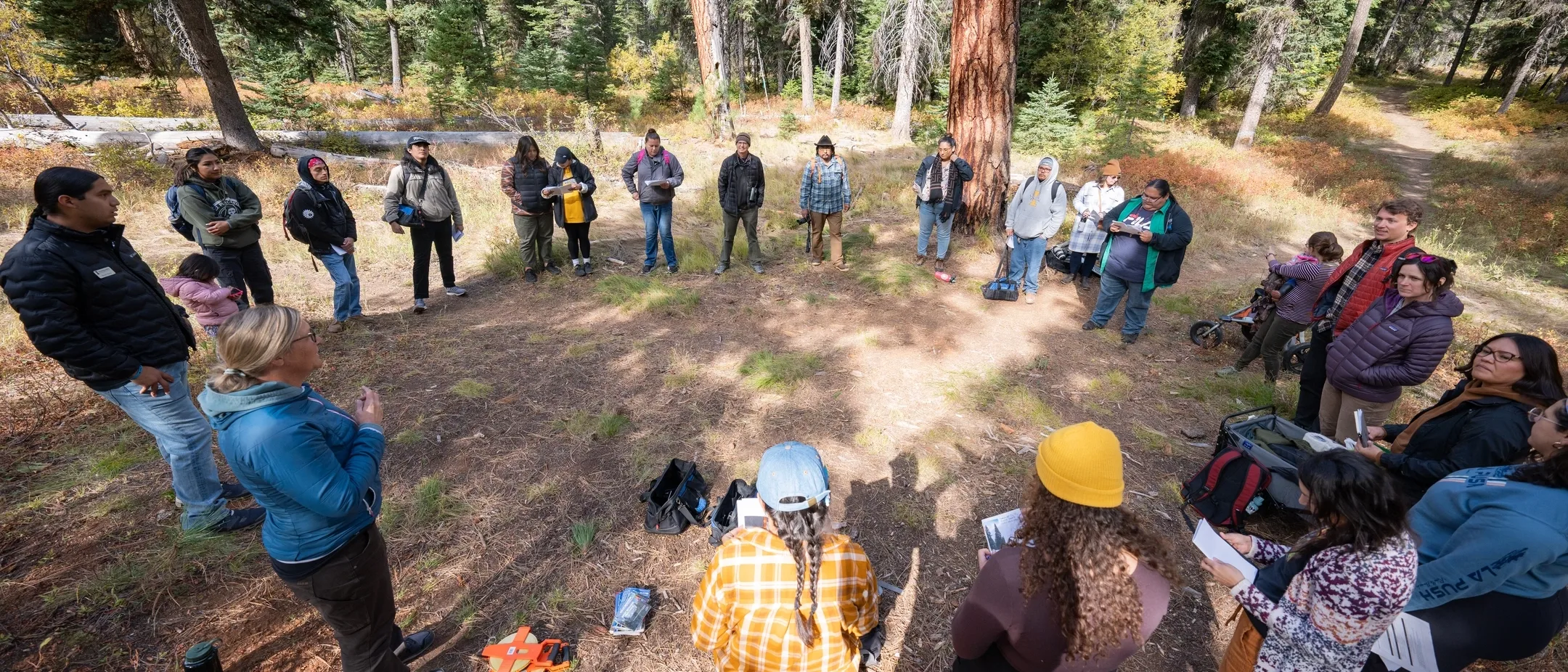 Photos of College of Education, Heath and Human Sciences Indigenous Knowledge for Effective Education Program (IKEEP) and Cultivating Indigenous Research Communities for Leadership in Education (CIRCLES) students at the McCall Outdoor Science School (MOSS) campus.