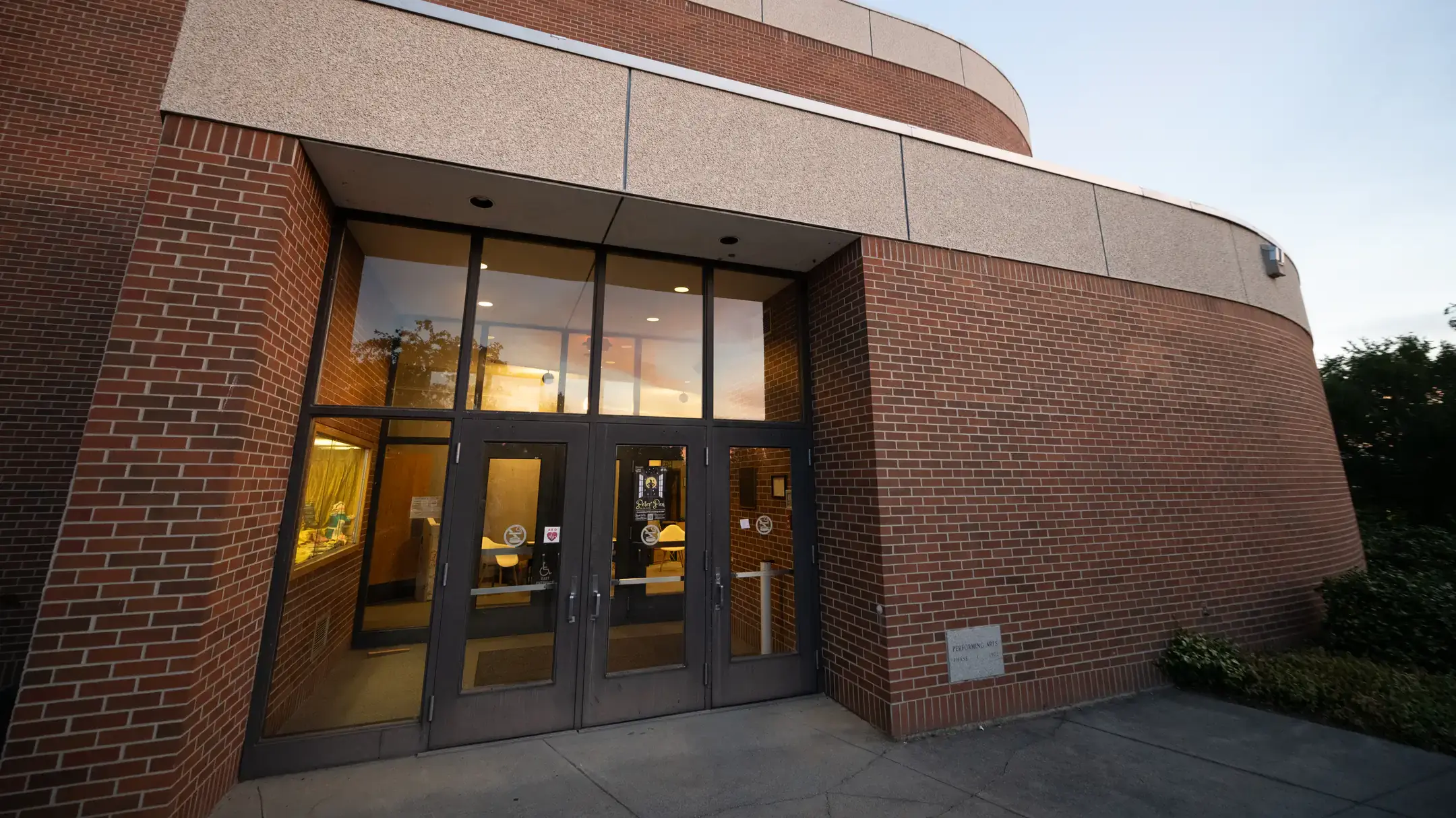 Exterior photography of the Hartung Theater.