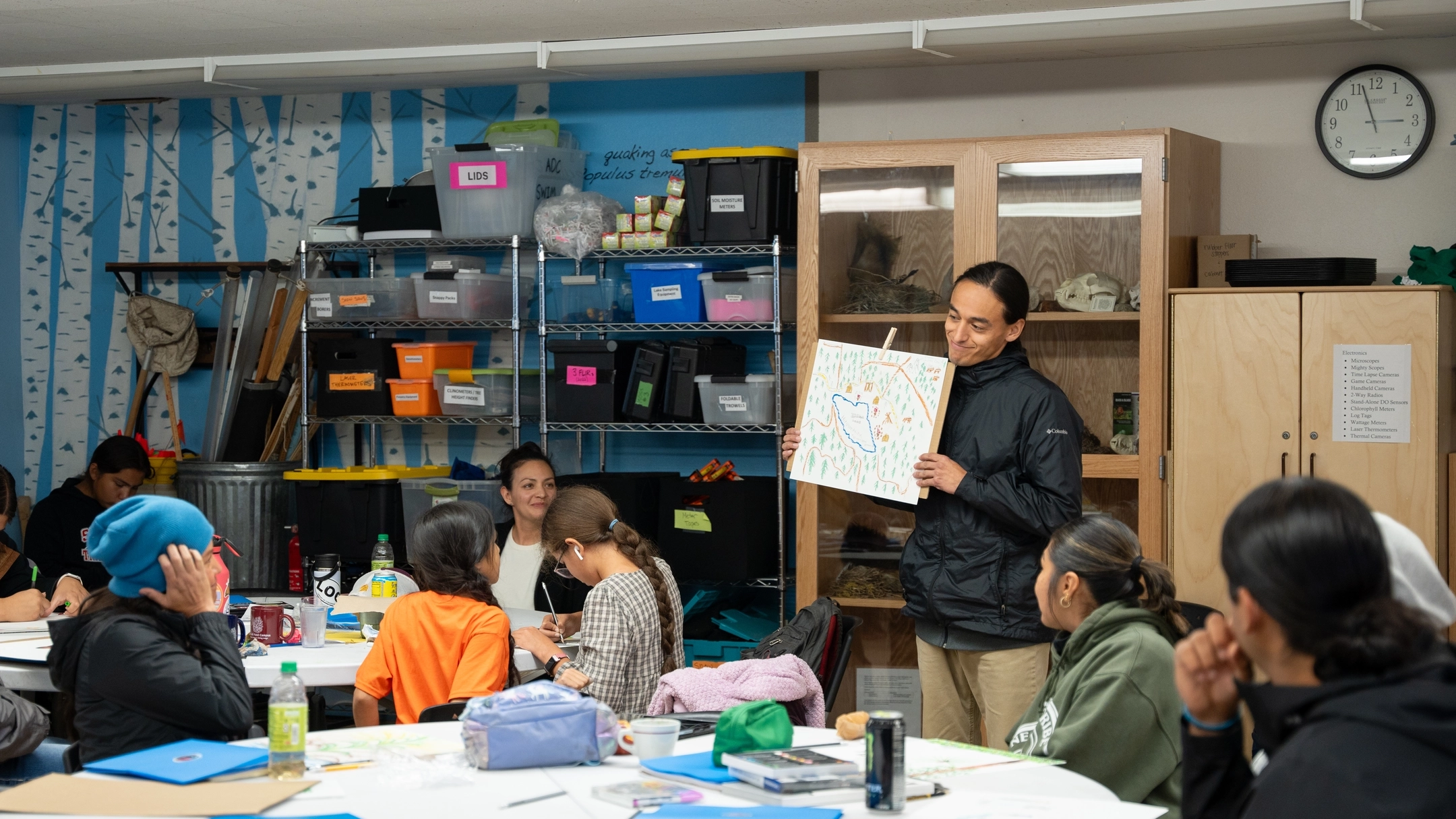 Photos of College of Education, Heath and Human Sciences Indigenous Knowledge for Effective Education Program (IKEEP) and Cultivating Indigenous Research Communities for Leadership in Education (CIRCLES) students at the McCall Outdoor Science School (MOSS) campus.