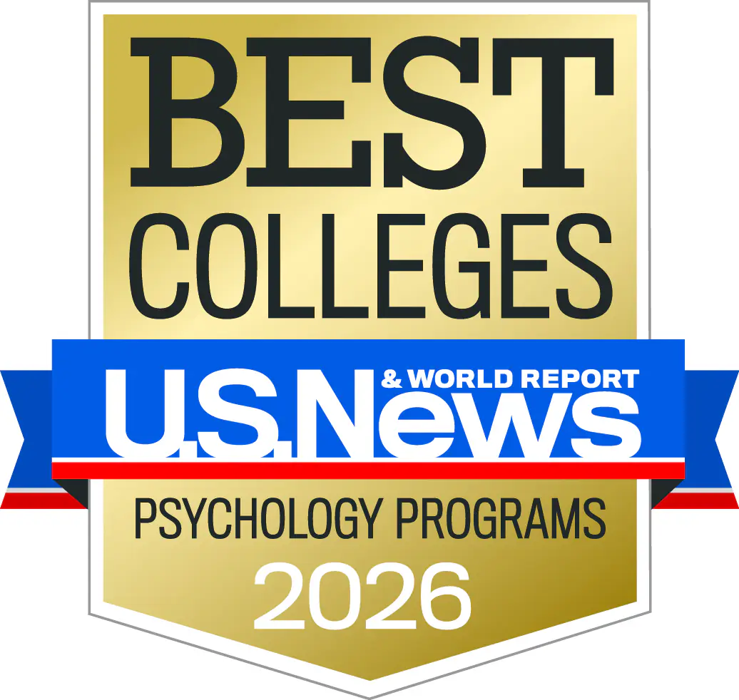 2026 Best Colleges badge from US News and World Report - Best Psychology Programs 2026. Full color, JPG file, CMYK Mode, white background