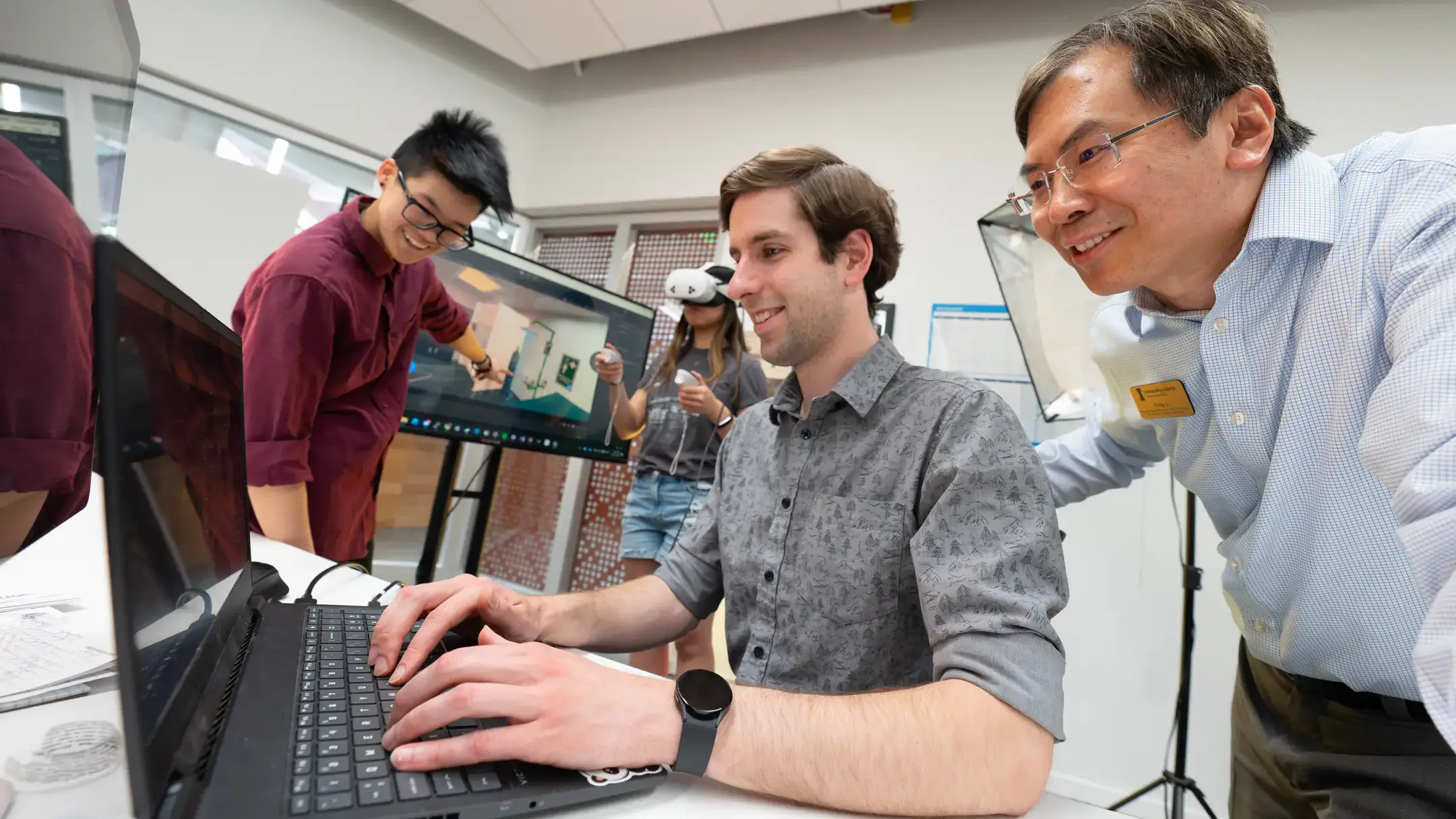 Students designed and created a virtual training program to prepare employees to work in cleanroom settings. The project creates a virtual reality simulation of University of Idaho's semiconductor cleanroom, which provides realistic remote training and exposure to future cleanroom users– specifically those involved in semiconductor manufacturing. It also serves as an engaging outreach tool for K-12 students.\r