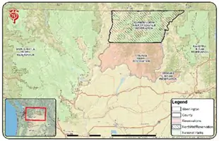 Reservation map of The Confederated Tribes of the Colville Reservation