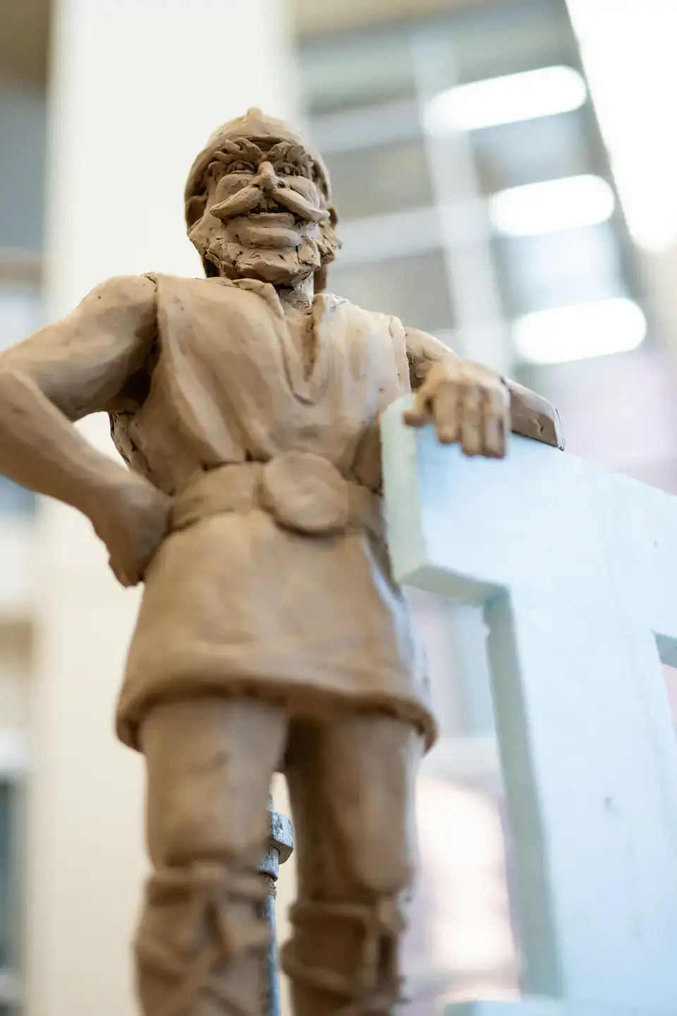 Montana-based artist Gareth Curtiss, who was selected to create a bronze Joe Vandal Monument sculpture, visits the University of Idaho campus in Moscow, ID February 3-7, 2025. Over four days, Curtiss sculpted a clay model, called a maquette in sculpting terms, of what will become the full-scale bronze monument. He also presented a lecture and hosted an open house for campus and community members to attend. The Joe Vandal monument was commissioned to recognize the Associated Students of University of Idaho’s (ASUI) enduring legacy of support for the P1FCU Kibbie Dome and many other vital campus resources. It will be located near the dome and the ICCU Idaho Arena.