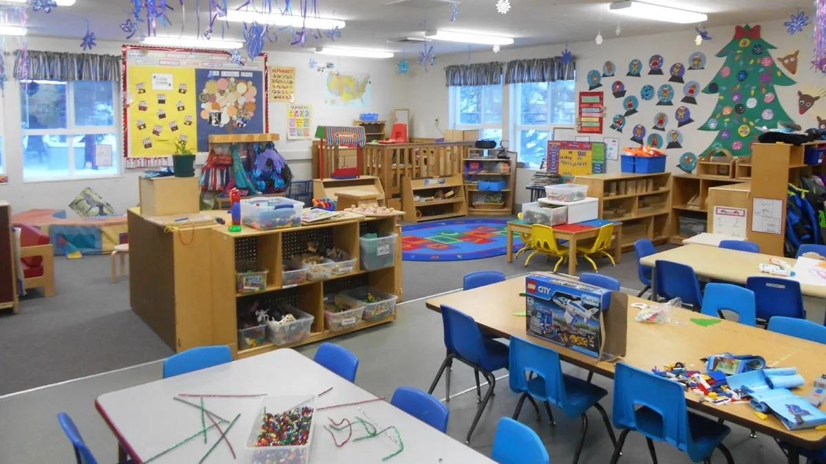 UIdaho Children's Center dark blue daycare/classroom.