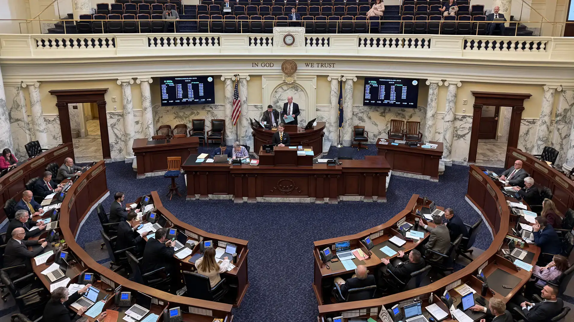 Lawmakers on the Idaho House of Representatives floor.
