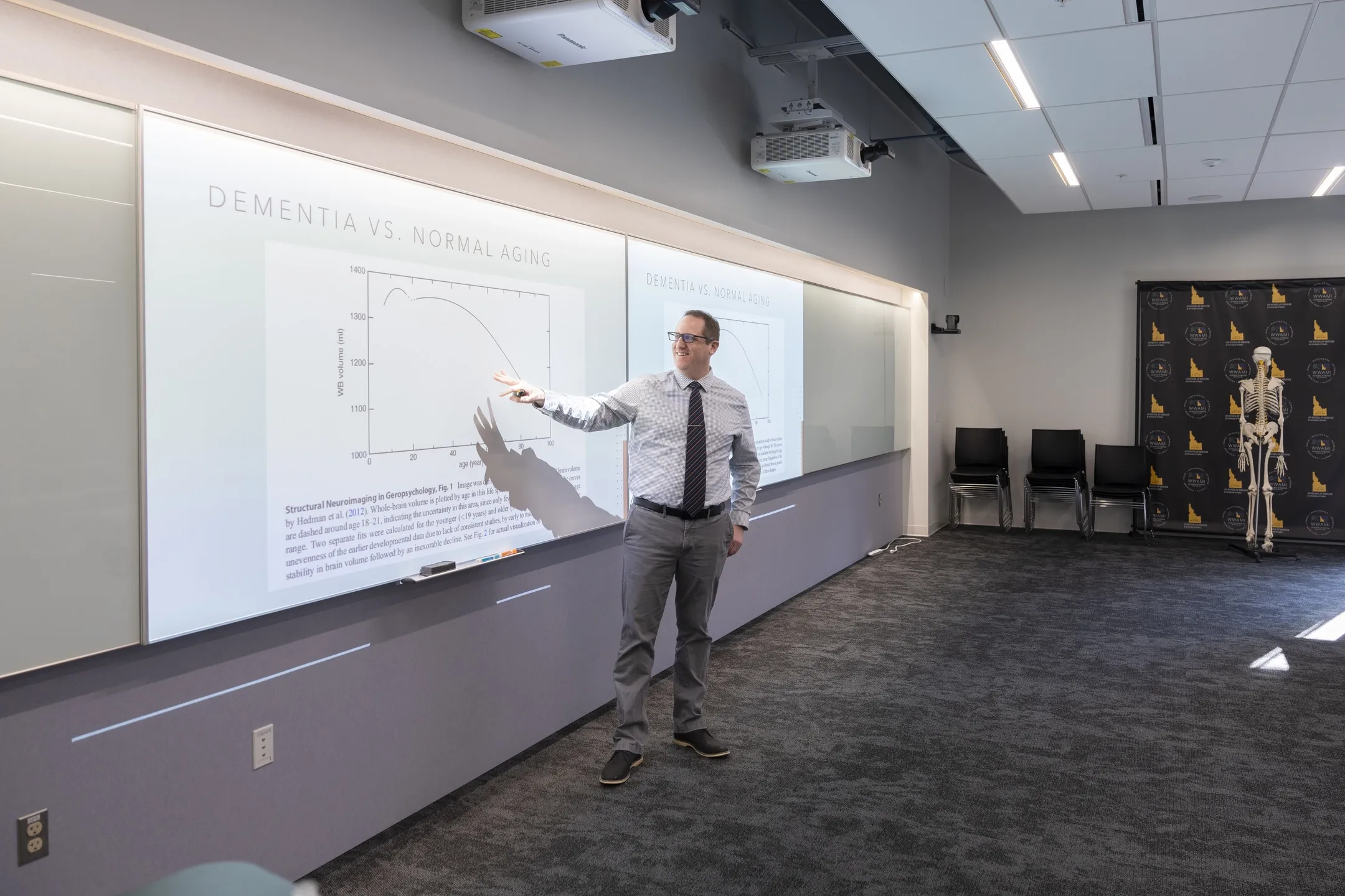 Professor Thomas Farrer lectures about dementia