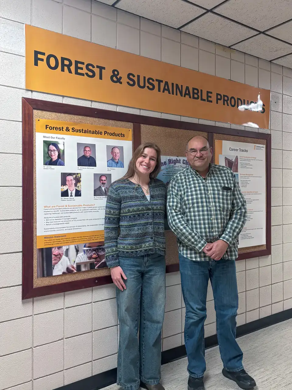 CNR spring 2026 graduate Grace Ruble (left). Armando McDonald, Distinguished Professor of Forest and Sustainable Products; Department of Forest, Rangeland and Fire Sciences; College of Natural Resources (right).