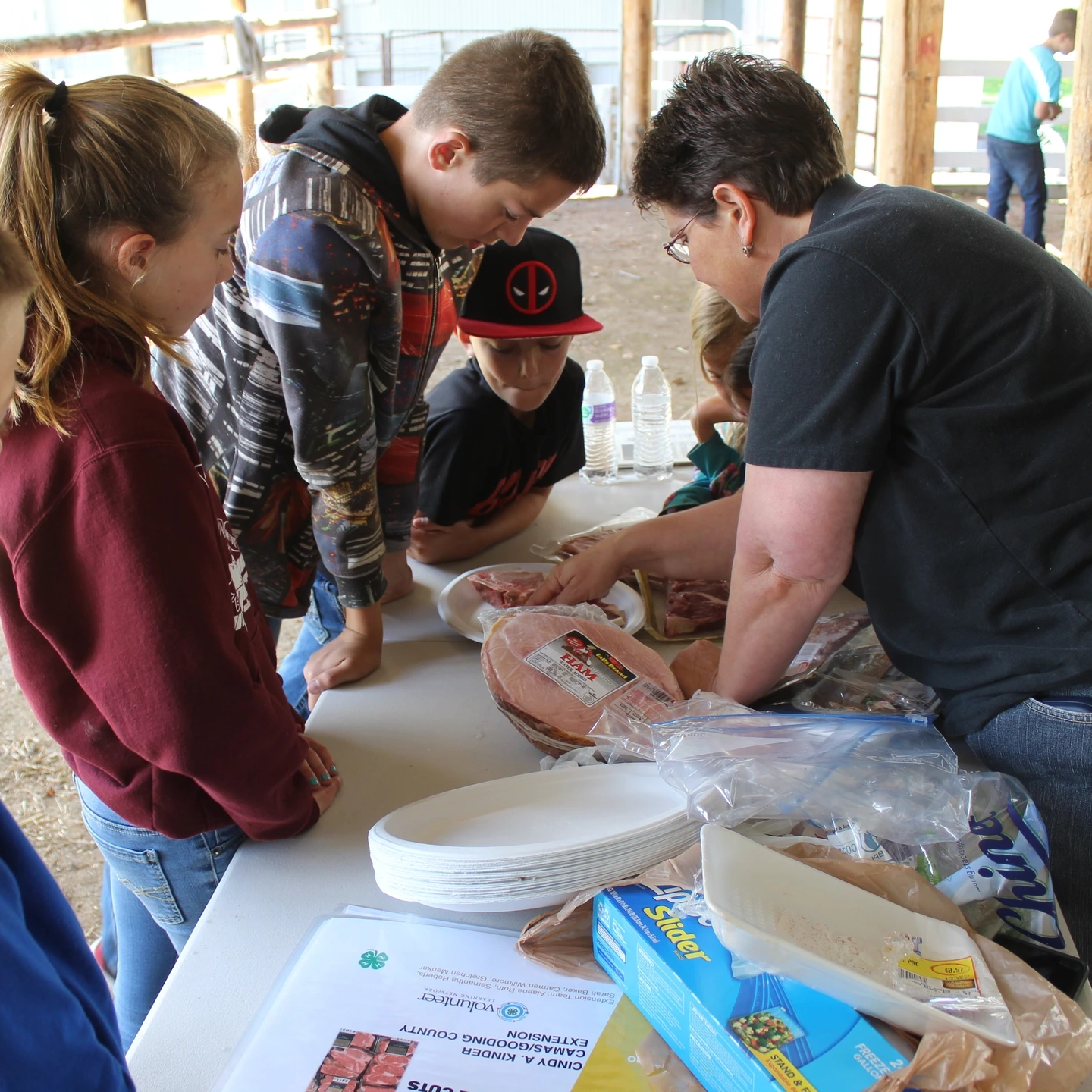 Children do a guided craft activity.
