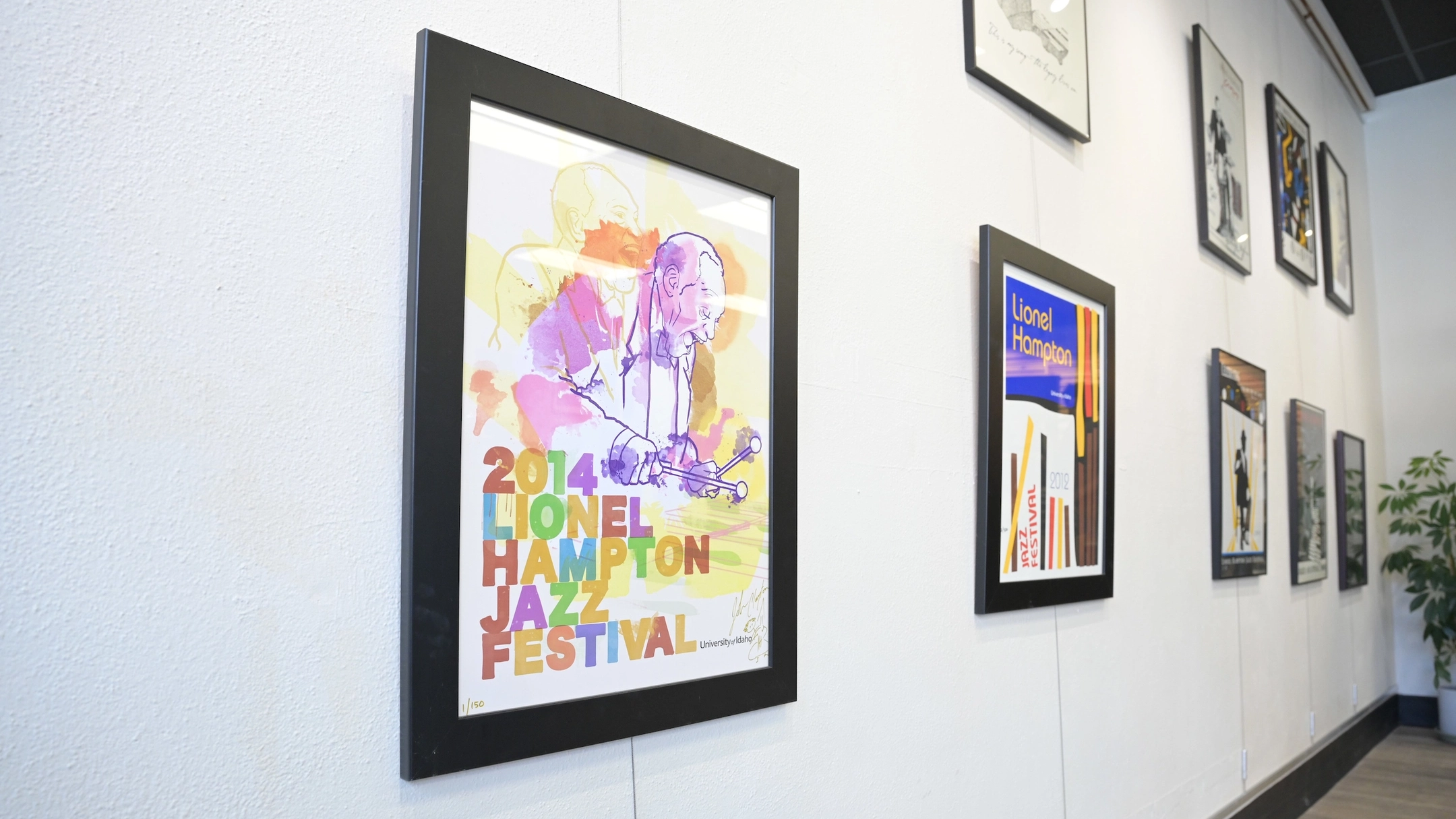 Gallery wall of Lionel Hampton Jazz Festival posters