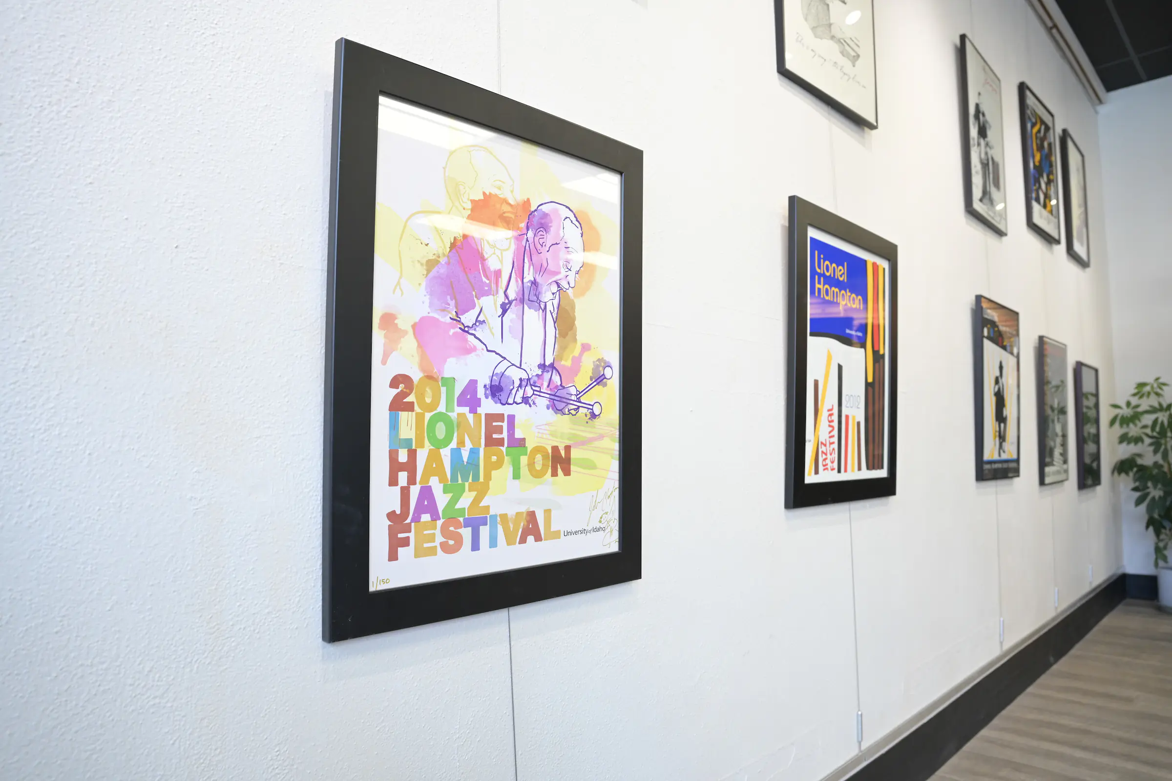 Gallery wall of Lionel Hampton Jazz Festival posters