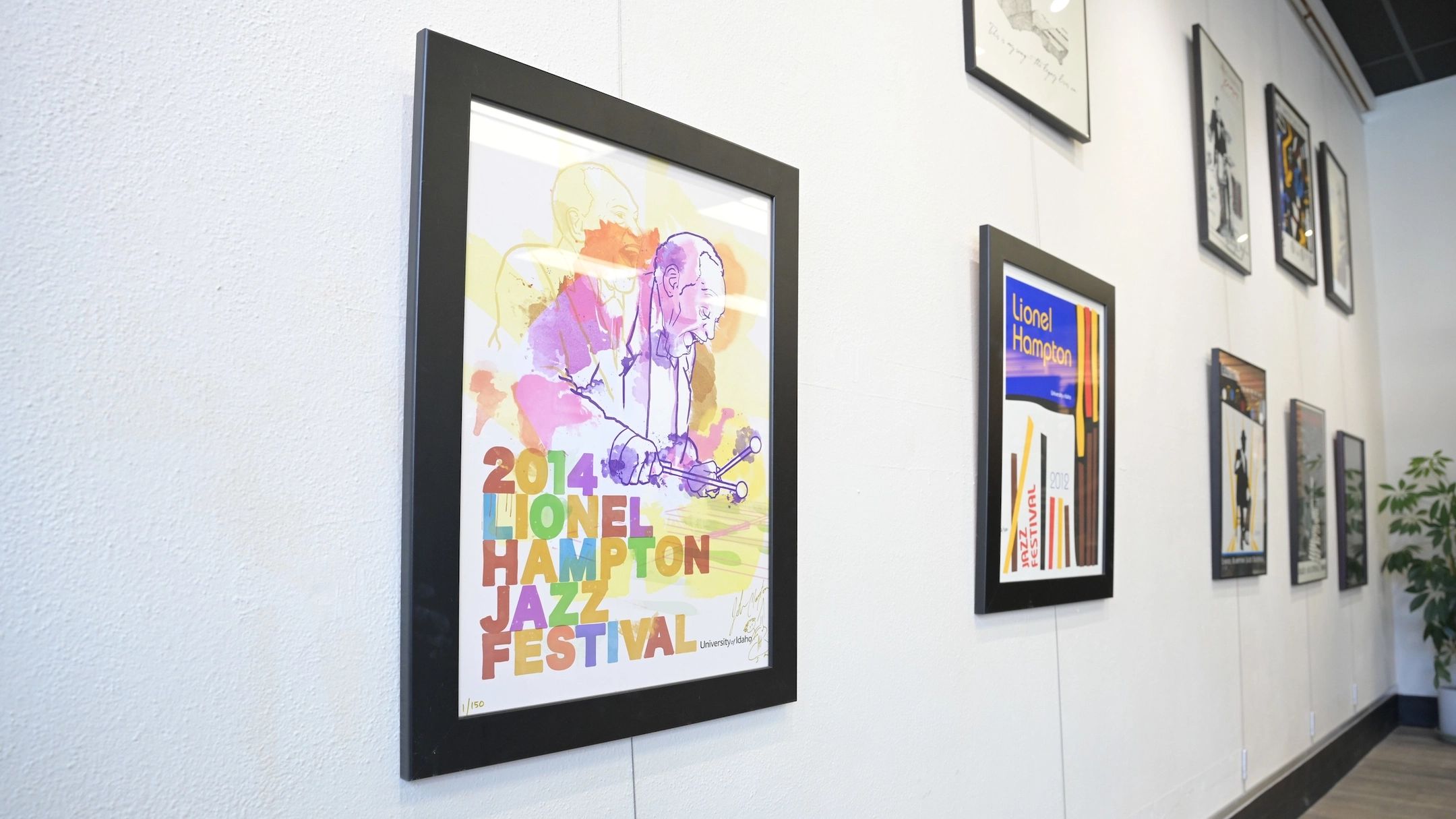Gallery wall of Lionel Hampton Jazz Festival posters