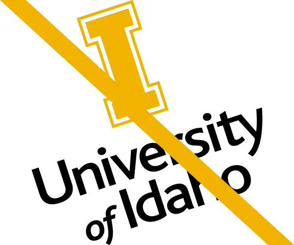 UIdaho logo rotated or skewed is prohibited.