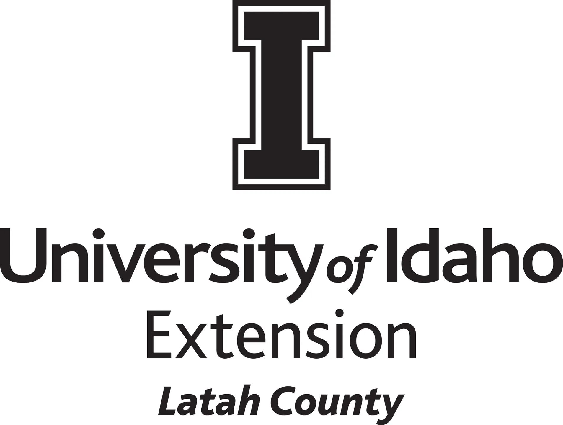 Stacked University of Idaho Extension Latah County logo in all black - JPG file, all black color, RGB mode. Please select original file when downloading. For assistance, email: medialibrary@uidaho.edu