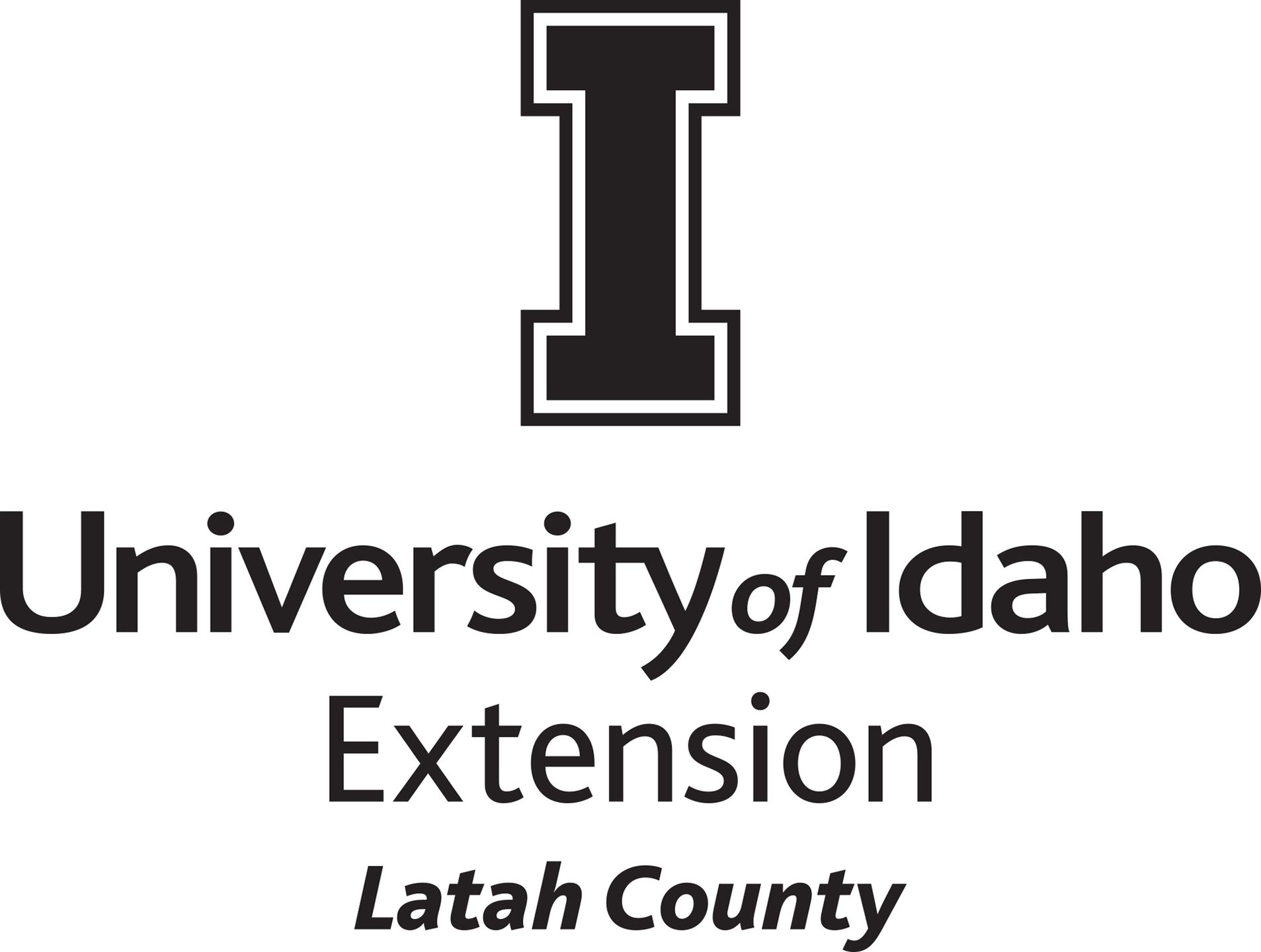 Stacked University of Idaho Extension Latah County logo in all black - JPG file, all black color, RGB mode. Please select original file when downloading. For assistance, email: medialibrary@uidaho.edu