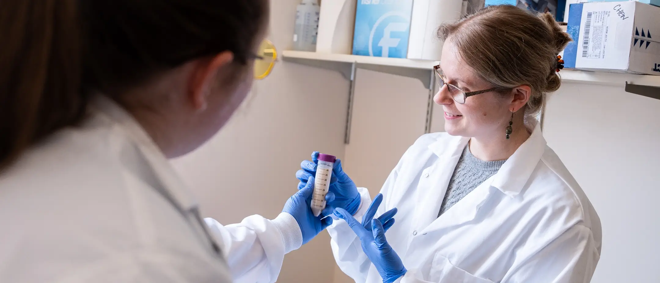 Cassandra Partridge and Alexandra Gogel, who are studying nutrition sciences, will be the first Family and Consumer Sciences students to receive Ph.D.s this spring. They are pictured at the Niccols Building at the University of Idaho campus in Moscow, ID on March 17, 2025.