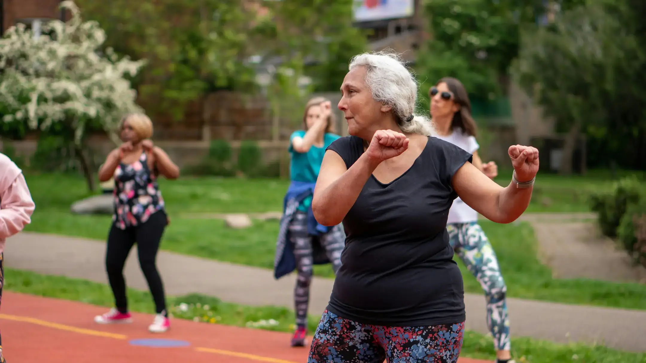 Elderly keeping active by exercising