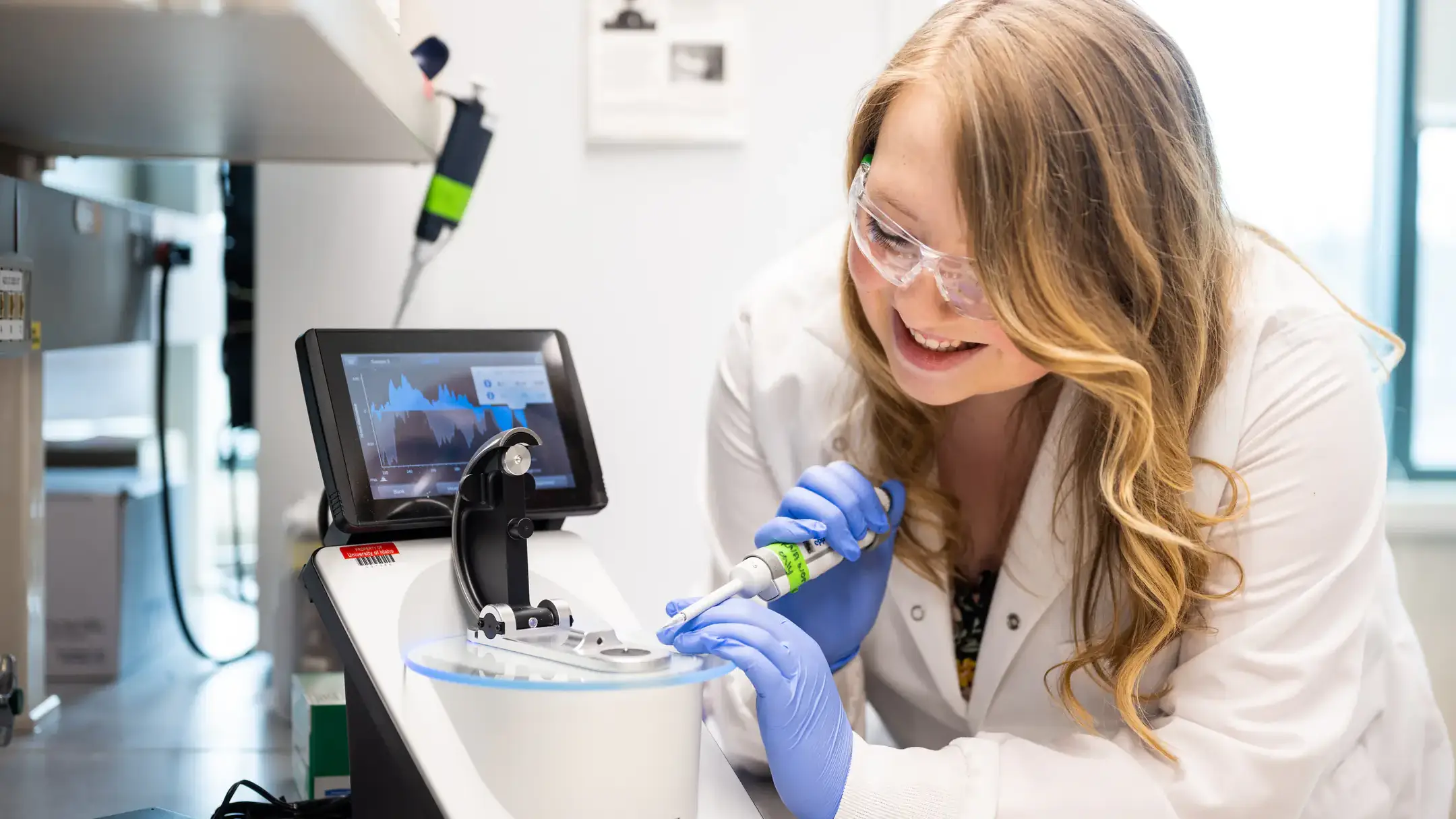 University of Idaho College of Agricultural and Life Sciences student Emma Sells; Emma is majoring in Animal & Veterinary Science and currently doing research on the epigenetic effects of maternal stress on offspring during lactation.