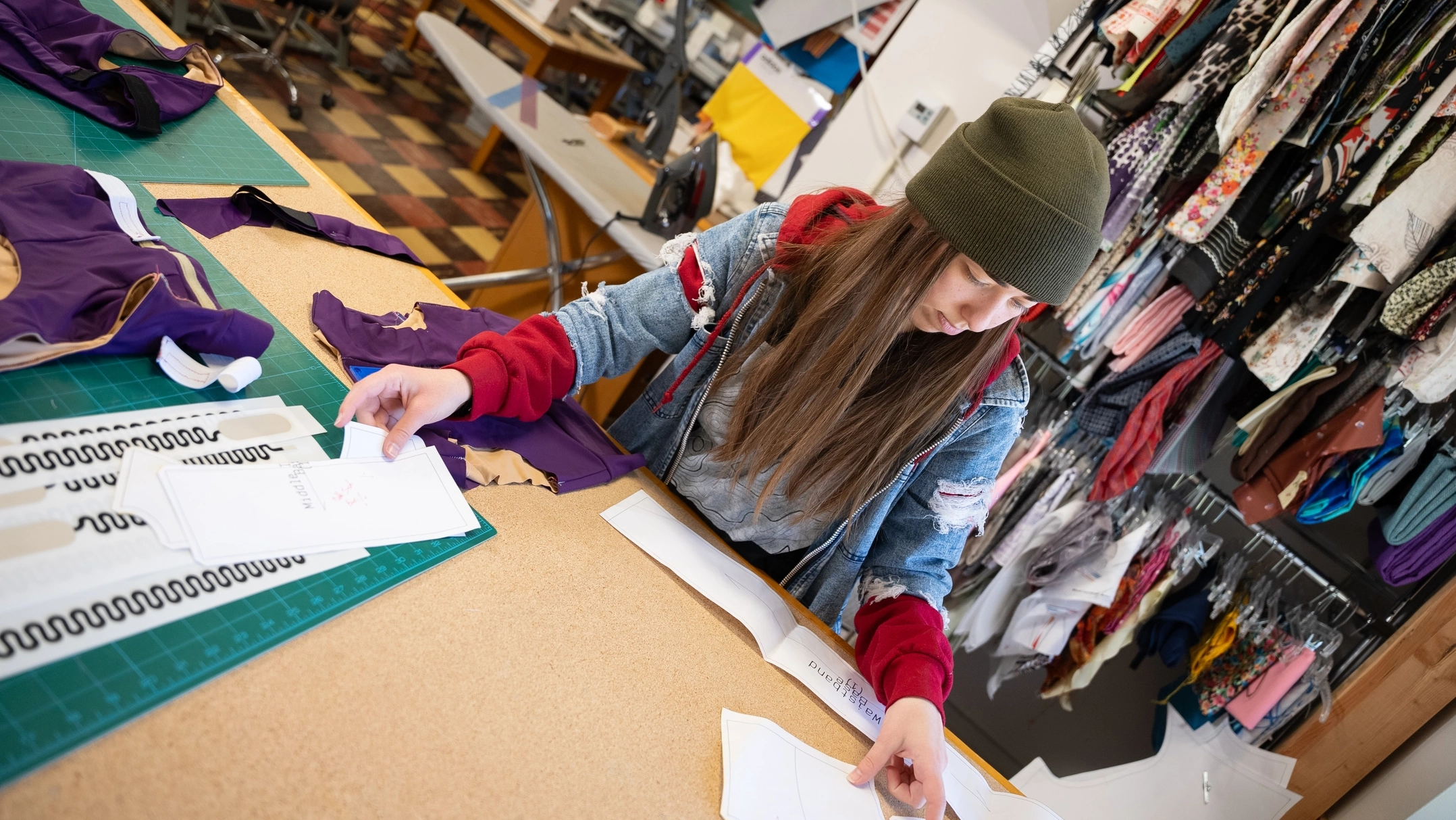 Student Claire Smith, an apparel, textiles and design student, who is conducting an undergraduate research project to develop a sports bra that can capture biometric data.