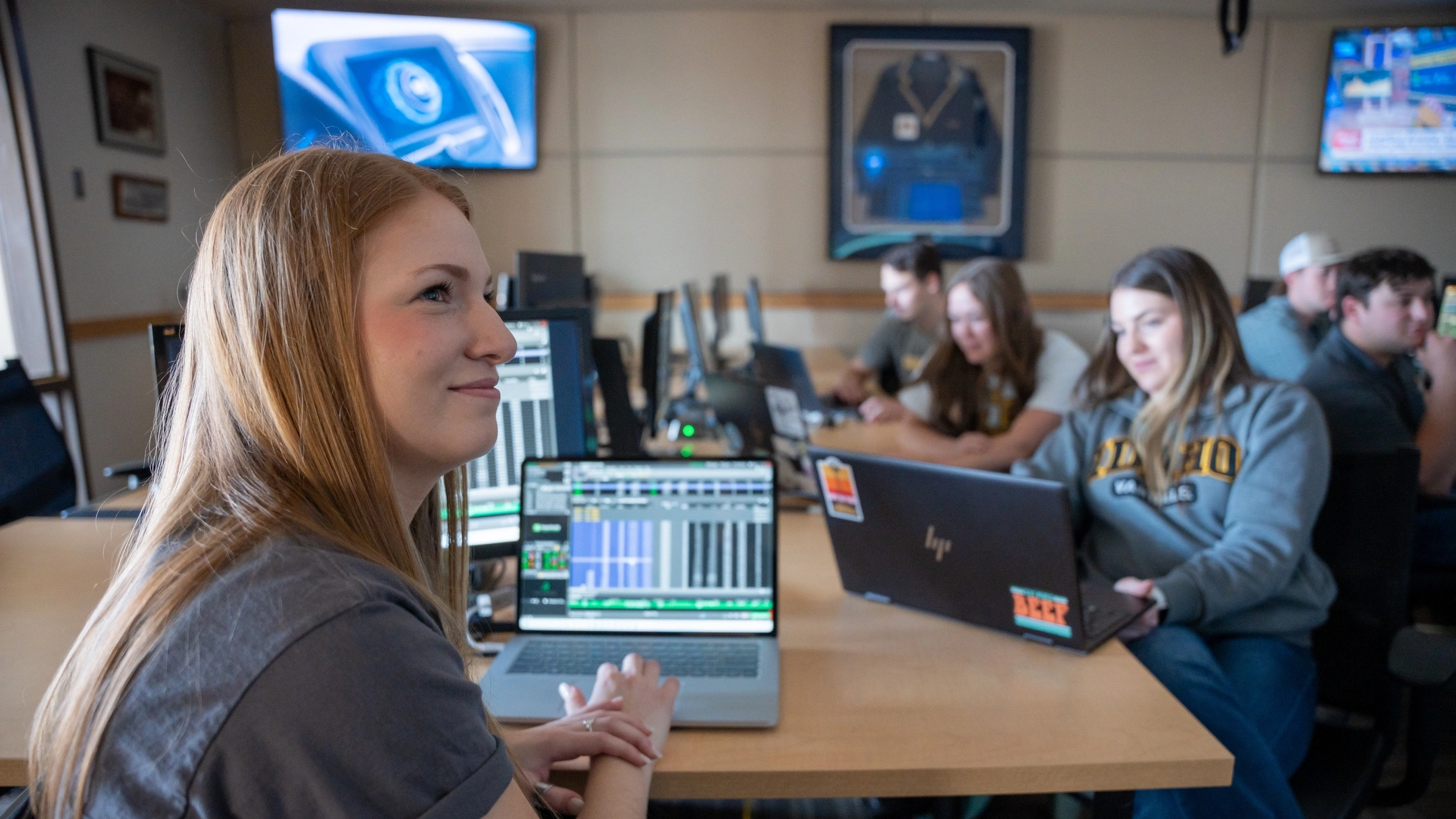 Stock photos and b-roll of AERS students in the Barker Trading Room to use for future marketing efforts.
