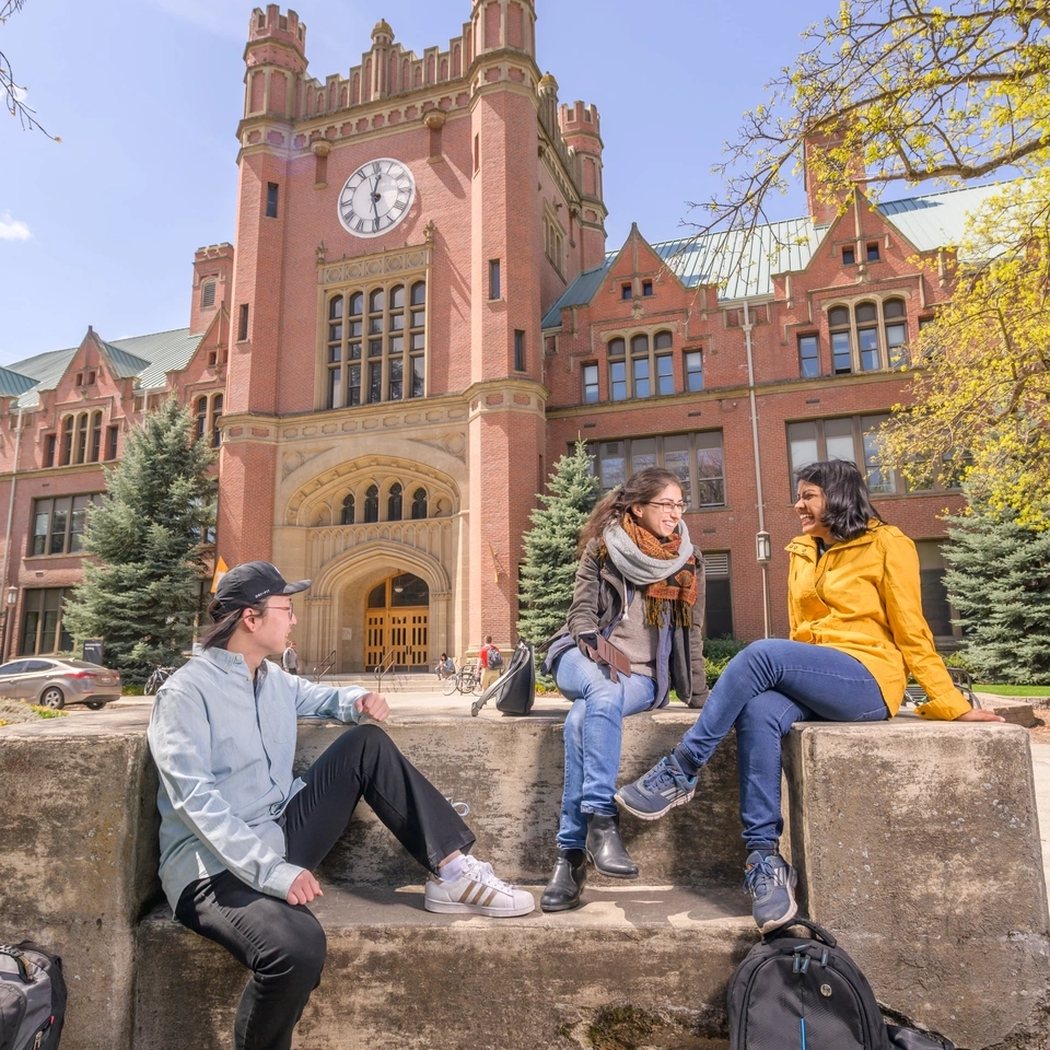 GSSP international students at the Univeristy of Idaho Administration Building Clock Tower