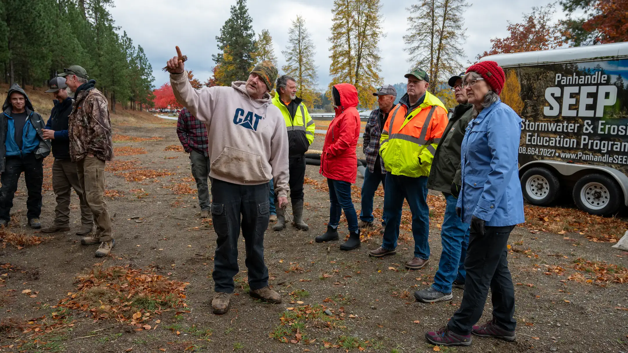 SEEP students on-site along the banks of the Spokane River.