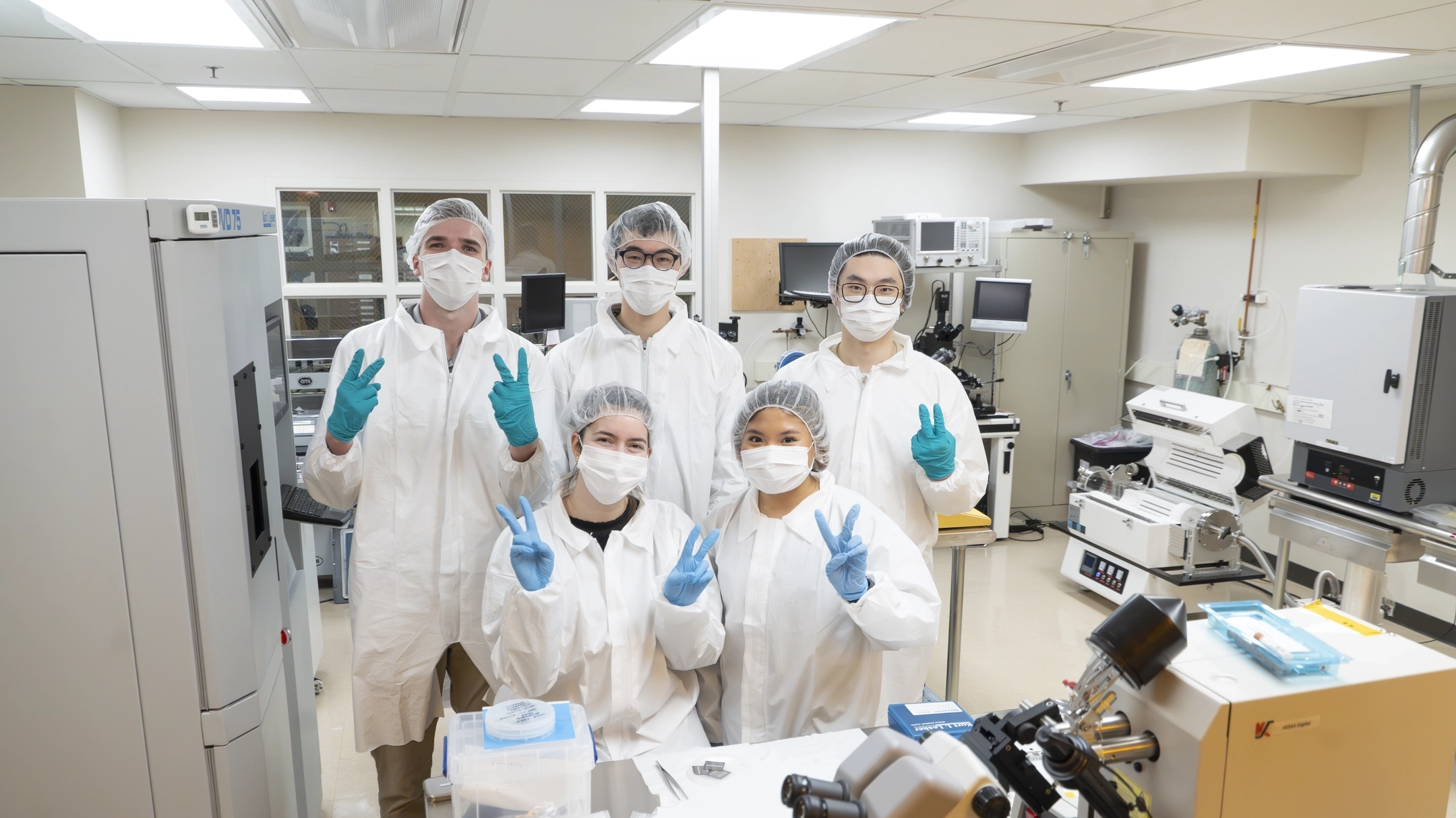 A group of electrical engineering seniors are developing a high-efficiency solar cell, an individual unit of a solar panel that converts sunlight to electricity, in the college’s state-of-the-art clean room. The solar cell will act as a tool to open access to undergraduate students interested in working in semiconductor manufacturing and in a clean room setting.