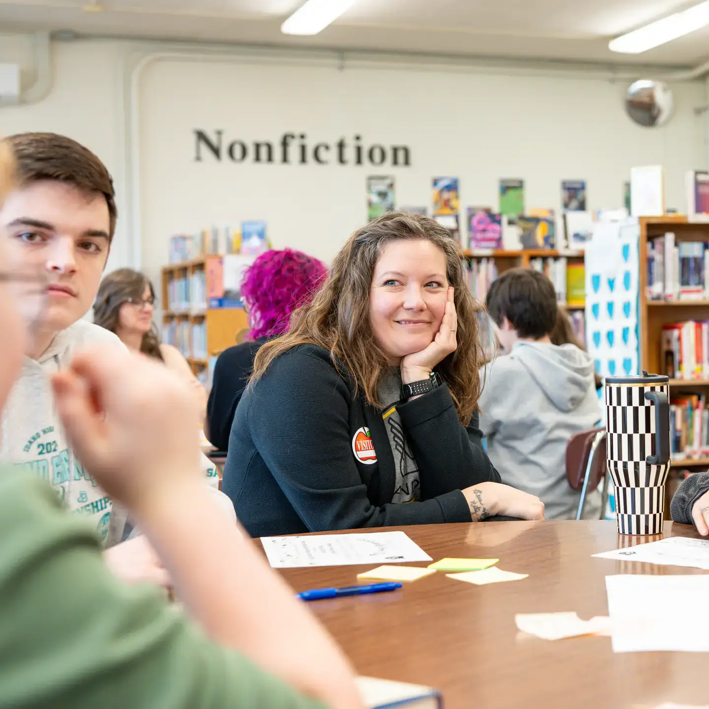 Moscow Middle School students and U of I students collaborate on the 2026 Common Read in the Moscow Middle School Library on Friday, February 27, 2026. This year's Common Read is "The Small and the Mighty," by Sharon McMahon.
