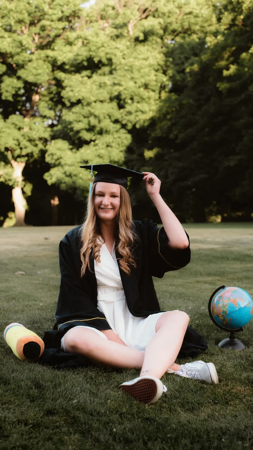 Christina Petrie in her cap and gown