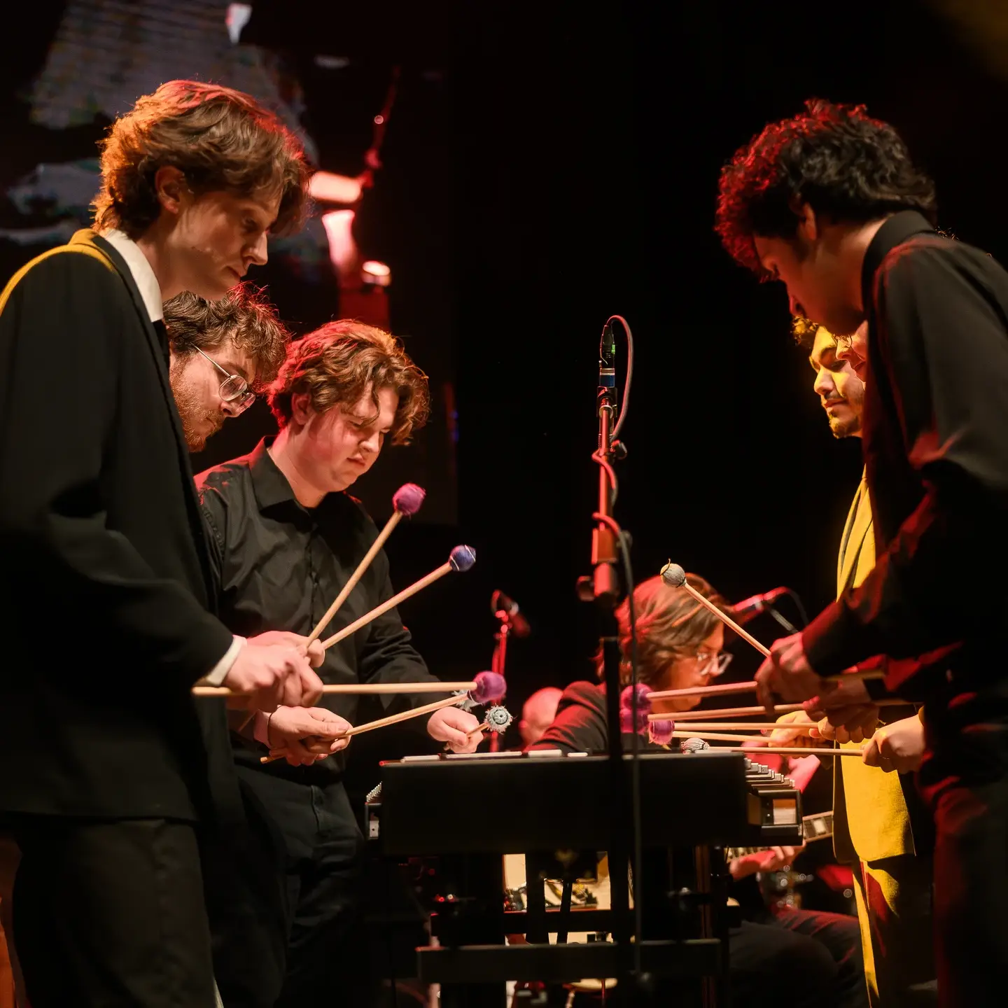 The annual Lionel Hampton Jazz Festival is hosted on campus April 15-18, 2025. Pictured is the UI Chamber Jazz Choir, UI Jazz Band I, Palouse Jazz Project, and flutist Jamie Baum performing together at ICCU Arena on Thursday, April 17, 2025.