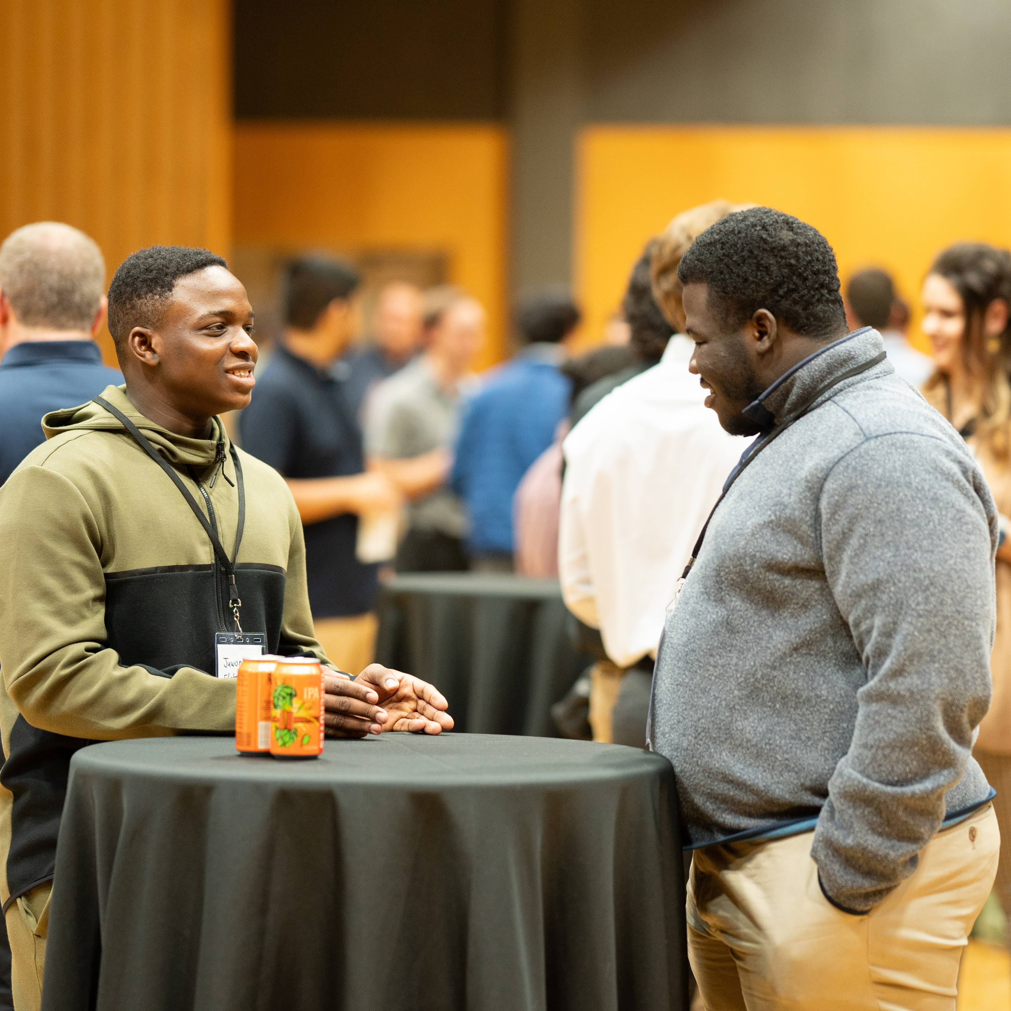 Photos from the College of Engineering Networking night held in the Vandal International Ballroom in the Pitman Center, February 6, 2024. Industry partners such as SEL, Micron, Geotek, INL and more participated in this event; engaging with students and staff/faculty members to diversify and increase their professional recruitment networks and give student's the opportunity to find jobs after college, Student business conversations.
