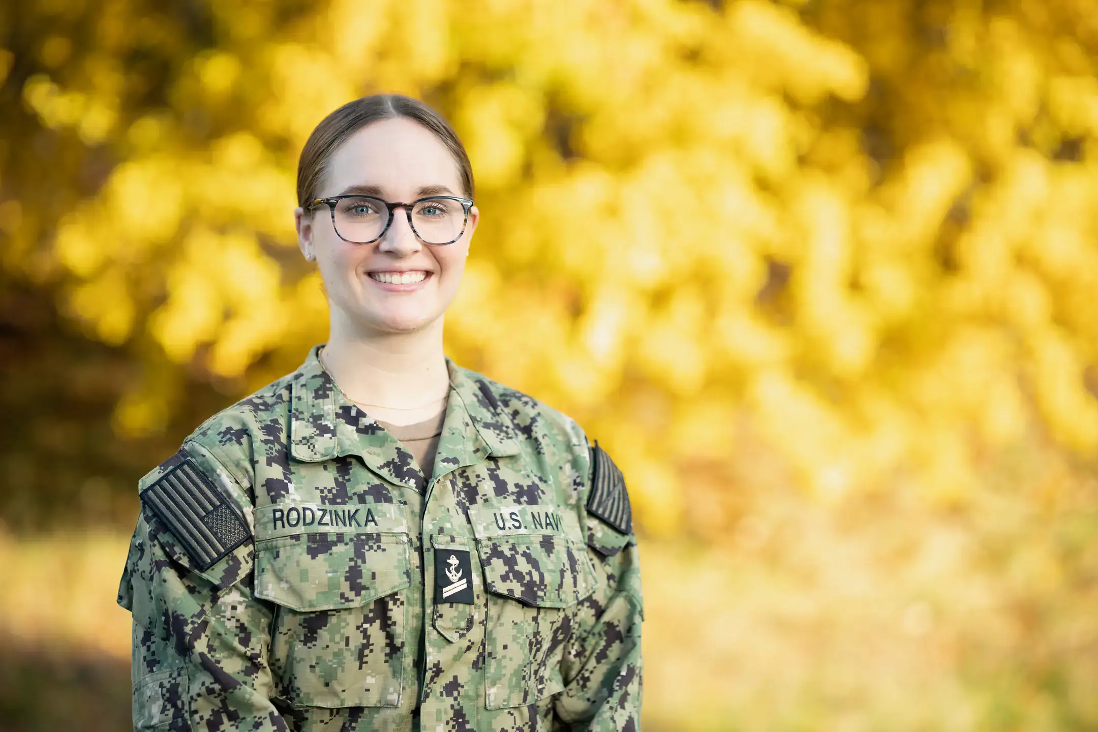 NROTC Midshipmen and former champion swimmer Jo Rodzinka is a mechanical engineering major who is in the nuclear submarine officer training program