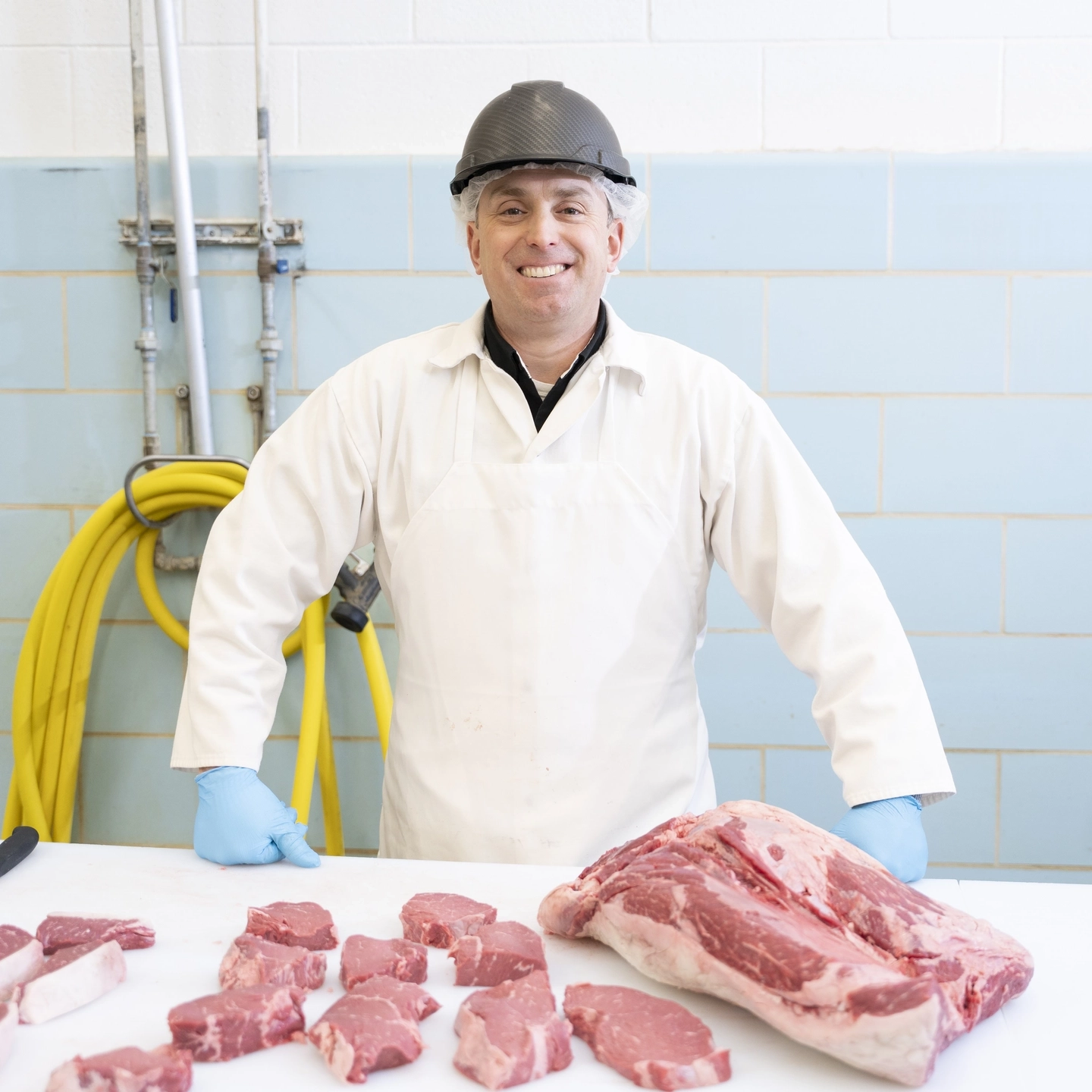Vandal Theory - Featuring Phil Bass.
Phil Bass, associate professor of meat science, working in the butchery with a student at Vandal Brand Meats.
