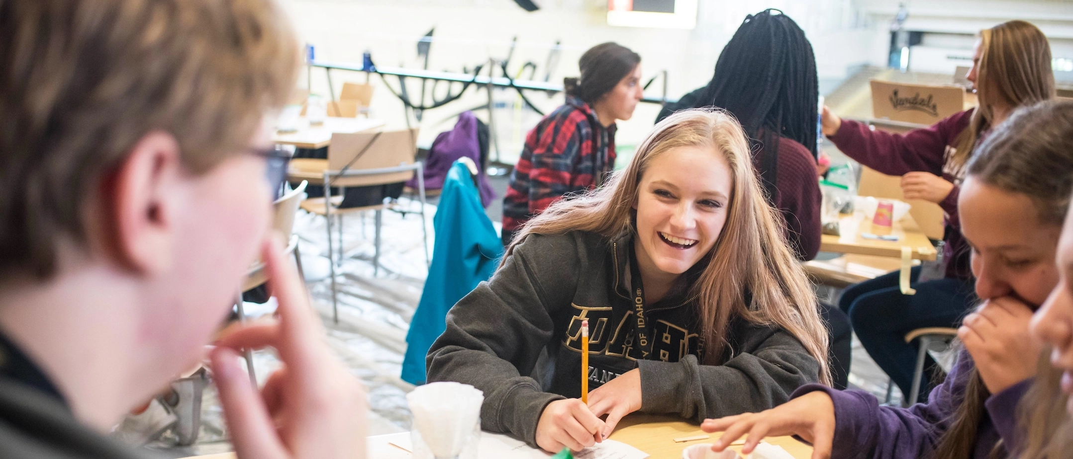 High school students participate in Women in Engineering day in the Kibbie Dome Light House